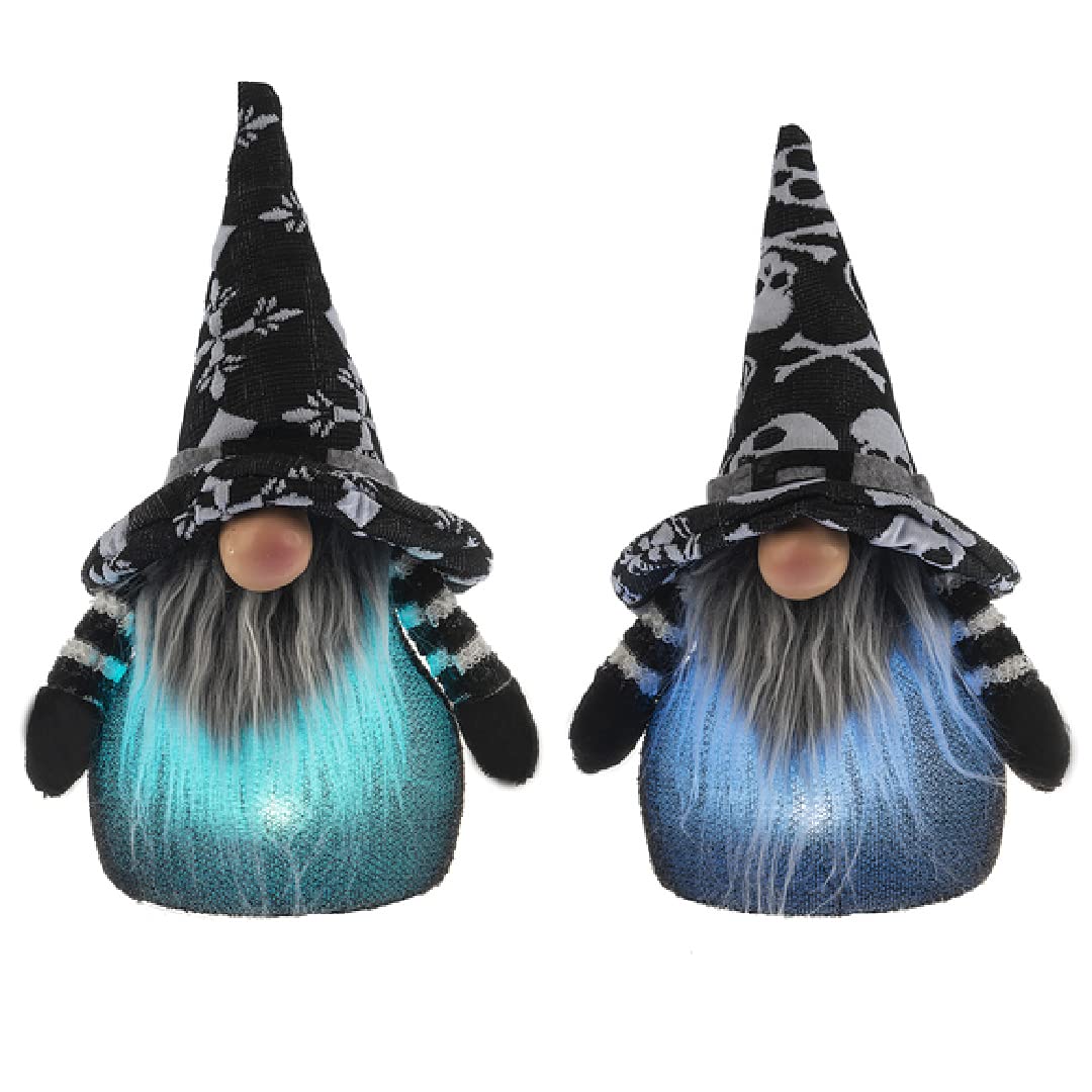 Halloween Gnomes with LED Lights - Color Changing Witch Decorations, On/Off Switch & Batteries Included - Scandi Fall Figurine with Tall Hat - Black Celtic Cross Nightlight for Home, Party & Seasonal Decor