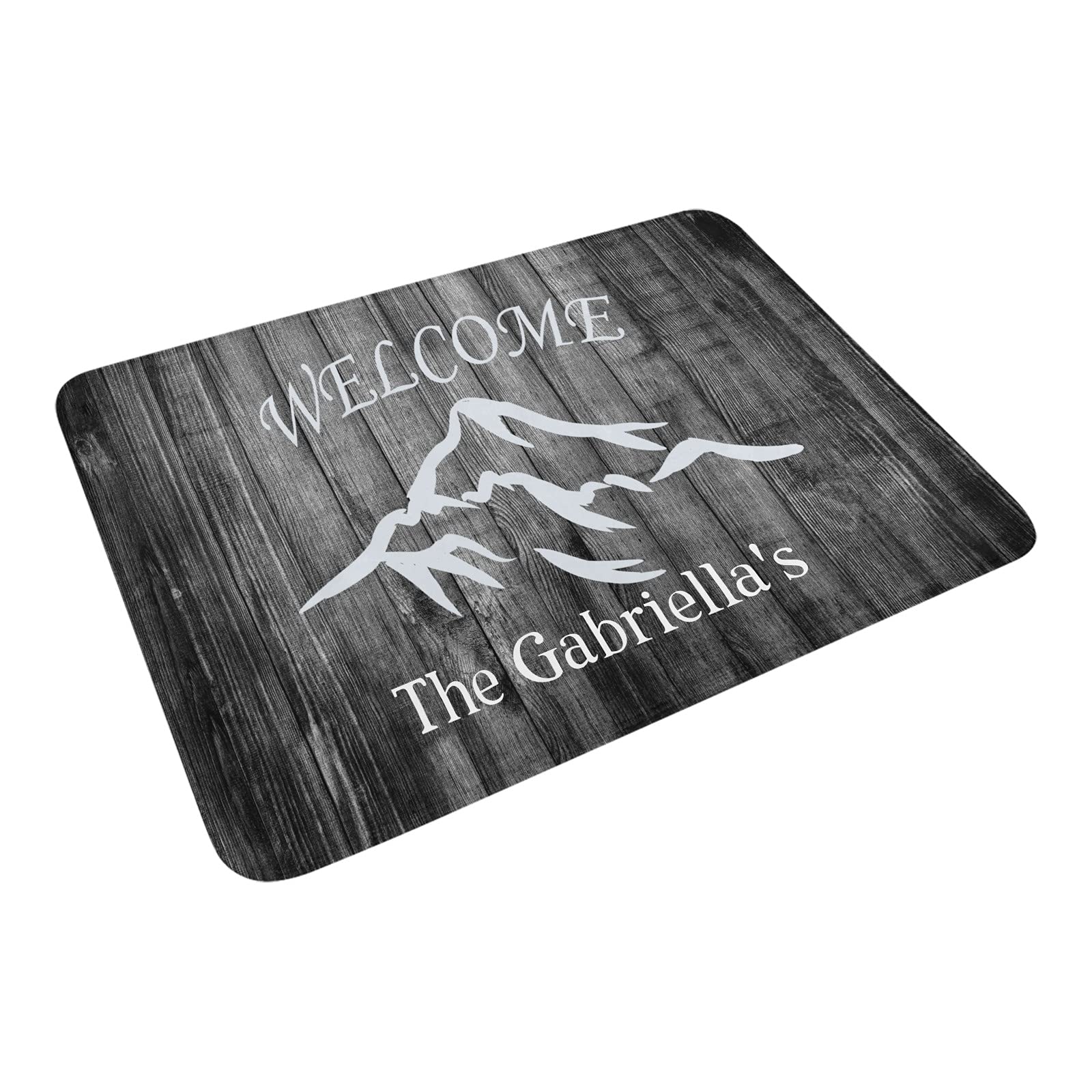 Custom Personalized Family Name Doormat - Mountain Welcome Design Outdoor Entrance Rug 30x18 Inches - Non-Slip Bathroom Kitchen Floor Mat for Entryway, Front Door & Indoor Decor - Perfect for Home, Cabin & Vacation House