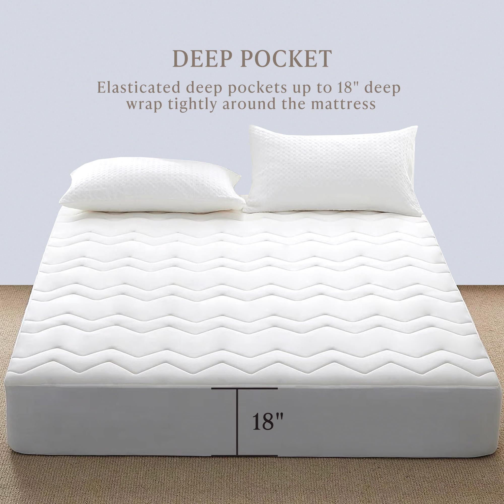 Kathy Ireland Mattress Topper Cal King - Quilted Cooling Mattress Pad Cover with 18