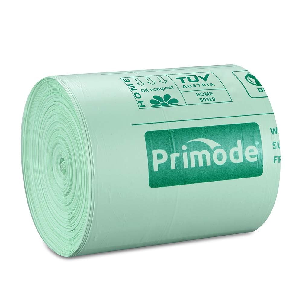 Primode Certified Compostable Trash Bags - 4 Gallon Extra Thick 0.71 Mil Kitchen Compost Bags for Food Scraps & Yard Waste | BPI & TÜV AUSTRIA Certified (ASTMD6400) | Perfect for Small Kitchen Bins, Organic Waste Collection & Eco-Friendly Composting