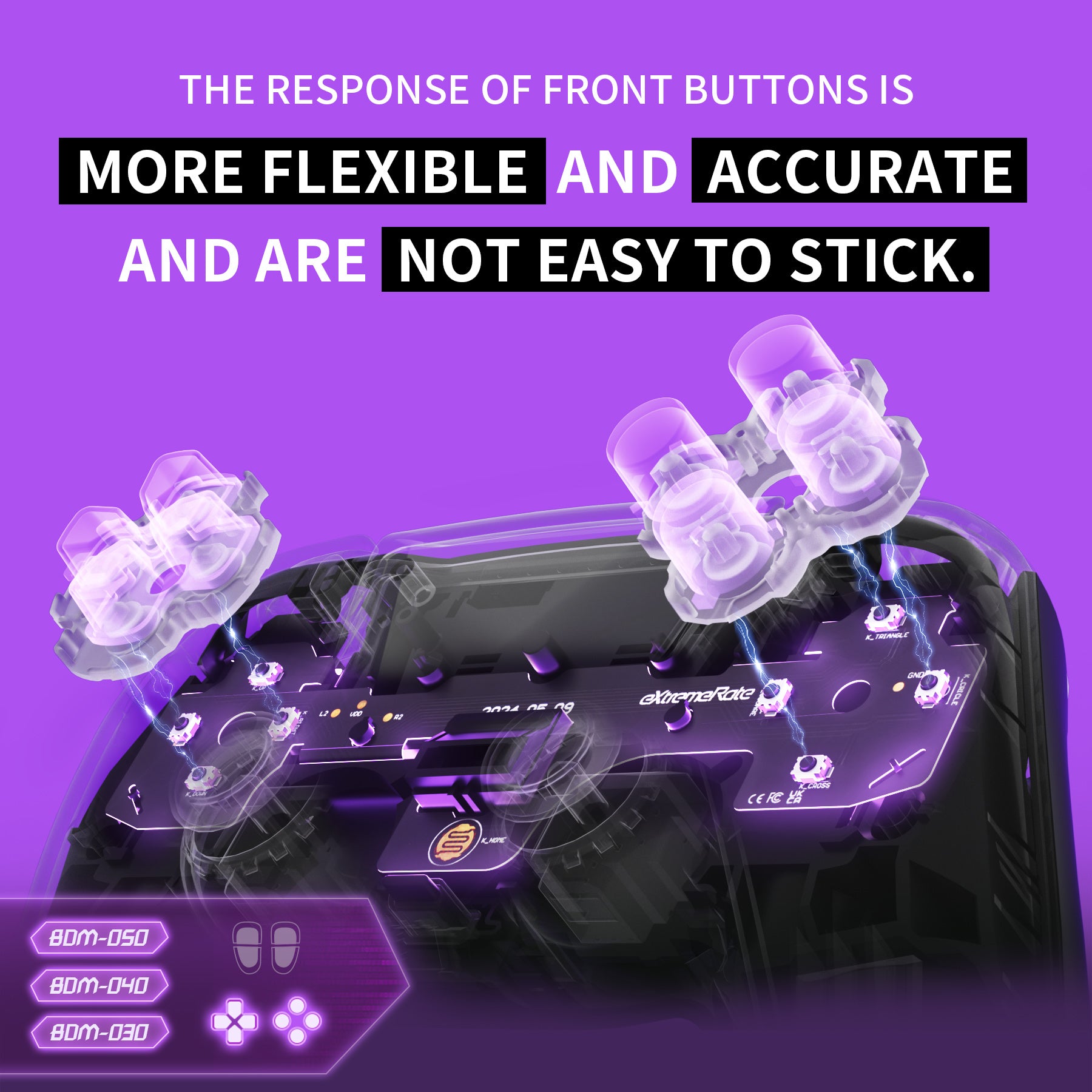 eXtremeRate Hard Silicone Tactile Switch Kit for PS5 Controller BDM-030/040/050 - Custom Face Buttons & D-Pad Mouse Click Kit (Controller Not Included) - Perfect for Gaming, Competitive Play & PS5 Controller Modding