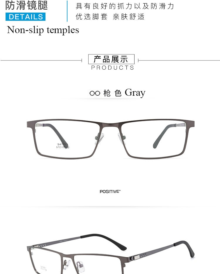 Bclear Men's Full Rim Alloy Frame Eyeglasses with Spring Hinge - Lightweight & Durable (Model 41002) for Work, Reading & Everyday Use