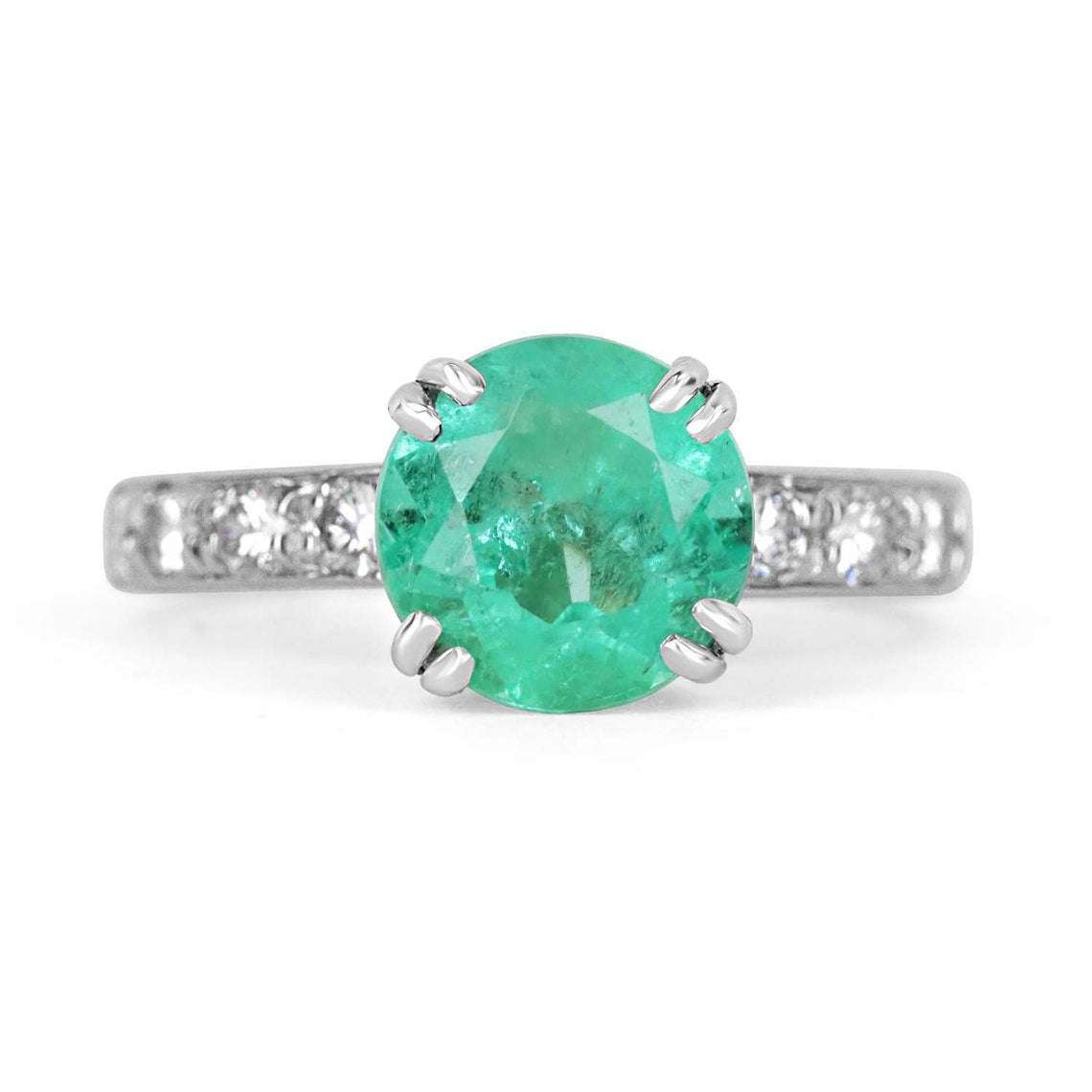 2.38tcw 14K Gold Round Emerald & Diamond Engagement Ring for Women - Elegant Wedding, Proposal, Anniversary Gift - Perfect for Bridal Jewelry & Special Occasions