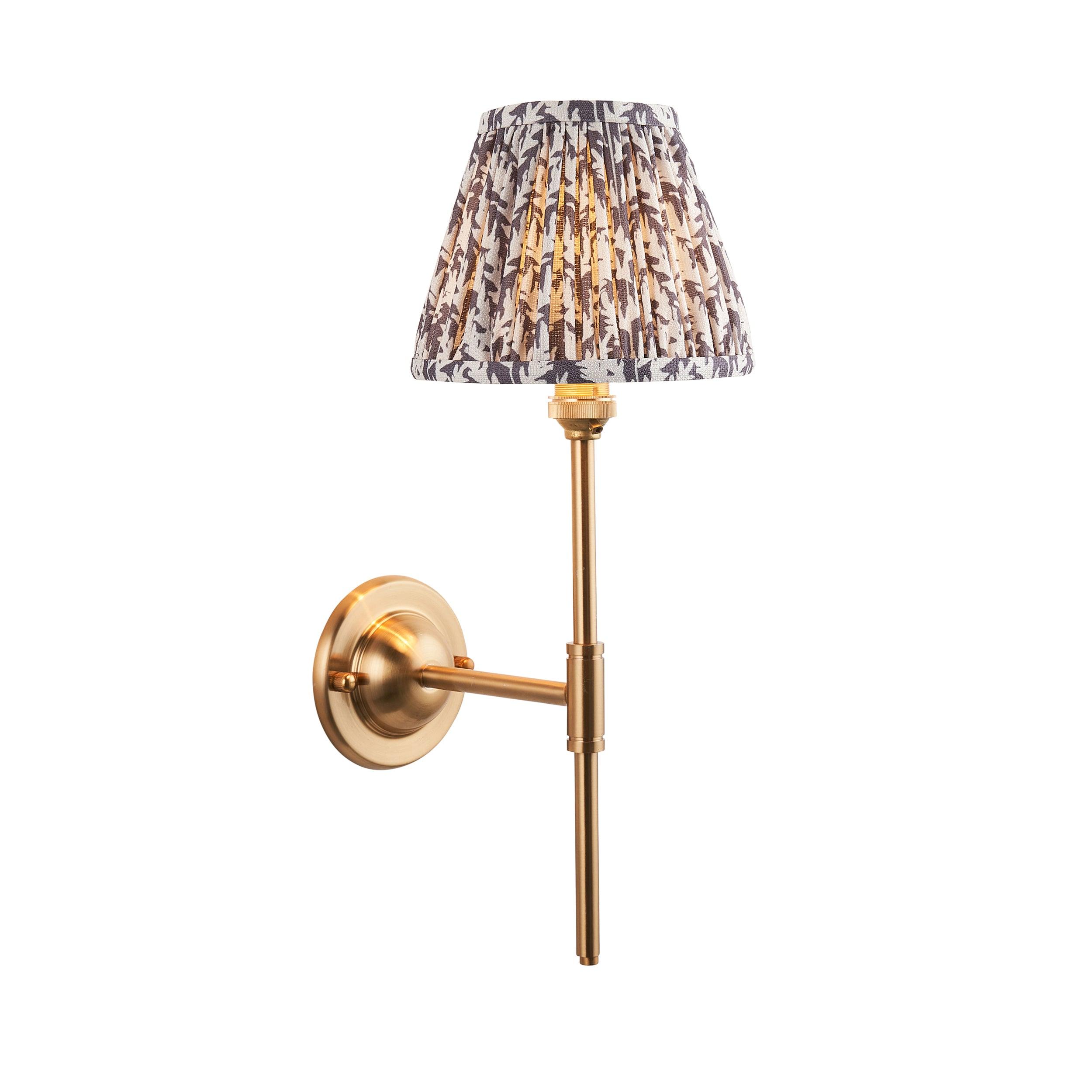 Vintage Dome T-Bar Brass Wall Light with 16cm Pearl Grey Leaf Shade - Perfect for Bedroom, Living Room, and Hallway Lighting