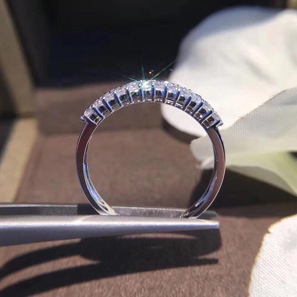 925 Sterling Silver Shiny Full Diamond Gemstone Ring - Cubic Zirconia CZ Multi Row Eternity Band - Wedding Engagement Ring for Women Size 6 - Perfect for Anniversaries, Proposals & Special Occasions
