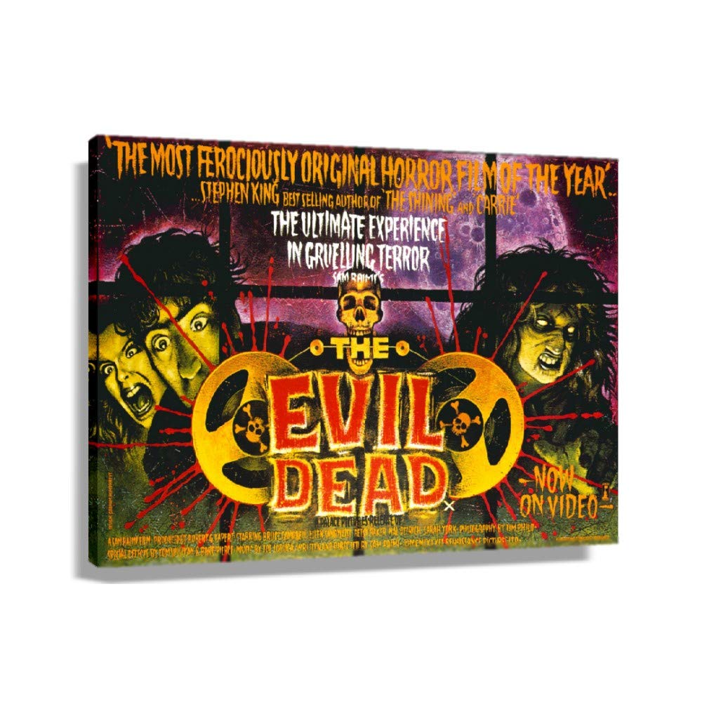 Evil Dead Horror Movie Poster Wall Art - Framed Canvas Print (36x24 inches) for Home & Office Decor - Perfect for Living Room, Bedroom, Bathroom or Horror Fan Gift