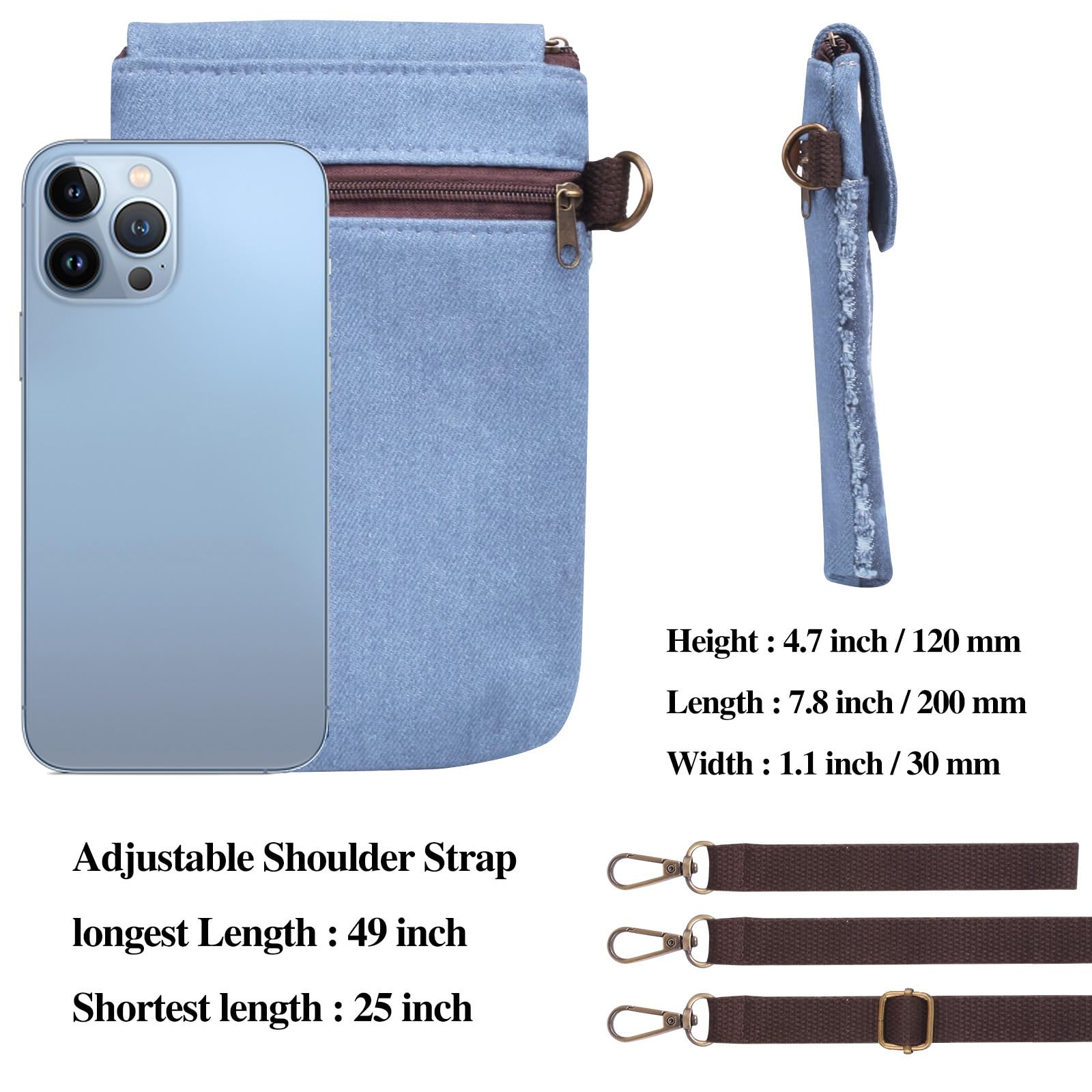 WITERY Small Canvas Crossbody Phone Purse Wallet - Handmade Adjustable Shoulder Strap Cute Cell Phone Bag for Women | Perfect for Travel, Shopping & Everyday Use