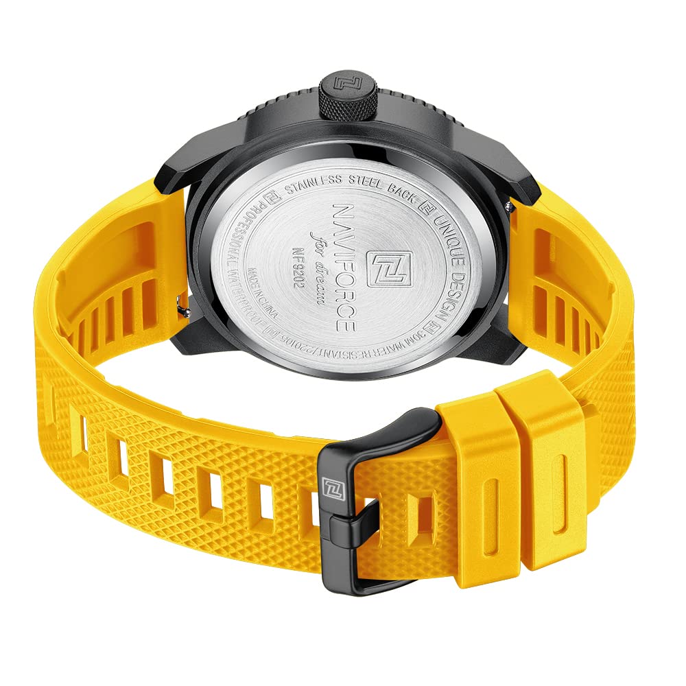 NAVIFORCE Waterproof Sports Watch for Men and Boys - Durable Silicone Band with Second Hand - Perfect for Running, Swimming, and Outdoor Activities