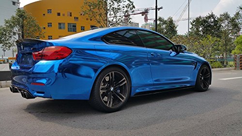 VViViD Blue Mirror Chrome Vinyl Wrap Film - 100ft x 5ft Bulk Roll - Self-Adhesive Air Release Car Wrap for Vehicles, Boats, Furniture - High Gloss Reflective Finish - Easy DIY Installation for Auto Customization & Home Decor
