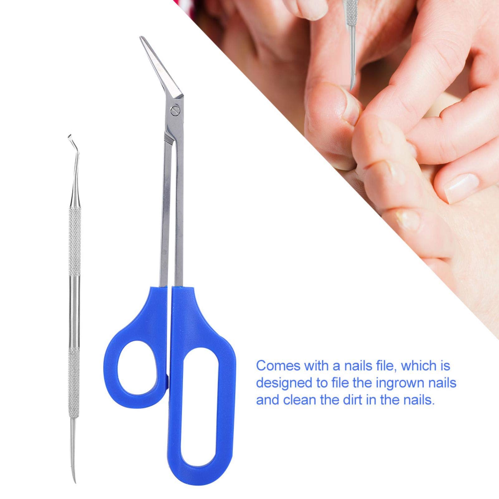 Premium Stainless Steel Toe Nail Clippers for Thick & Ingrown Toenails - Ergonomic Grip Handle Nail Clipper Set with Nail Scissors & File - Ideal for Seniors, Men & Adults - Perfect for Home Pedicure & Foot Care