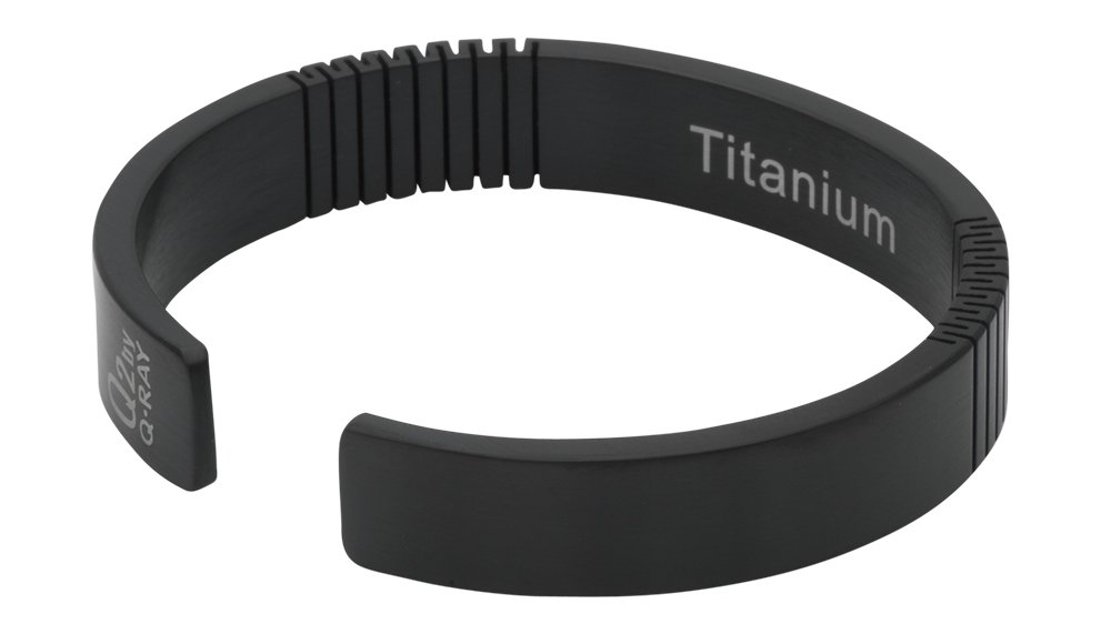 QRAY Q2 Black Titanium Golf & Athletic Bracelet for Men & Women - 100% Pure Titanium C-Shaped Wellness Bracelet - Improve Performance & Recovery for Golf, Running & Fitness
