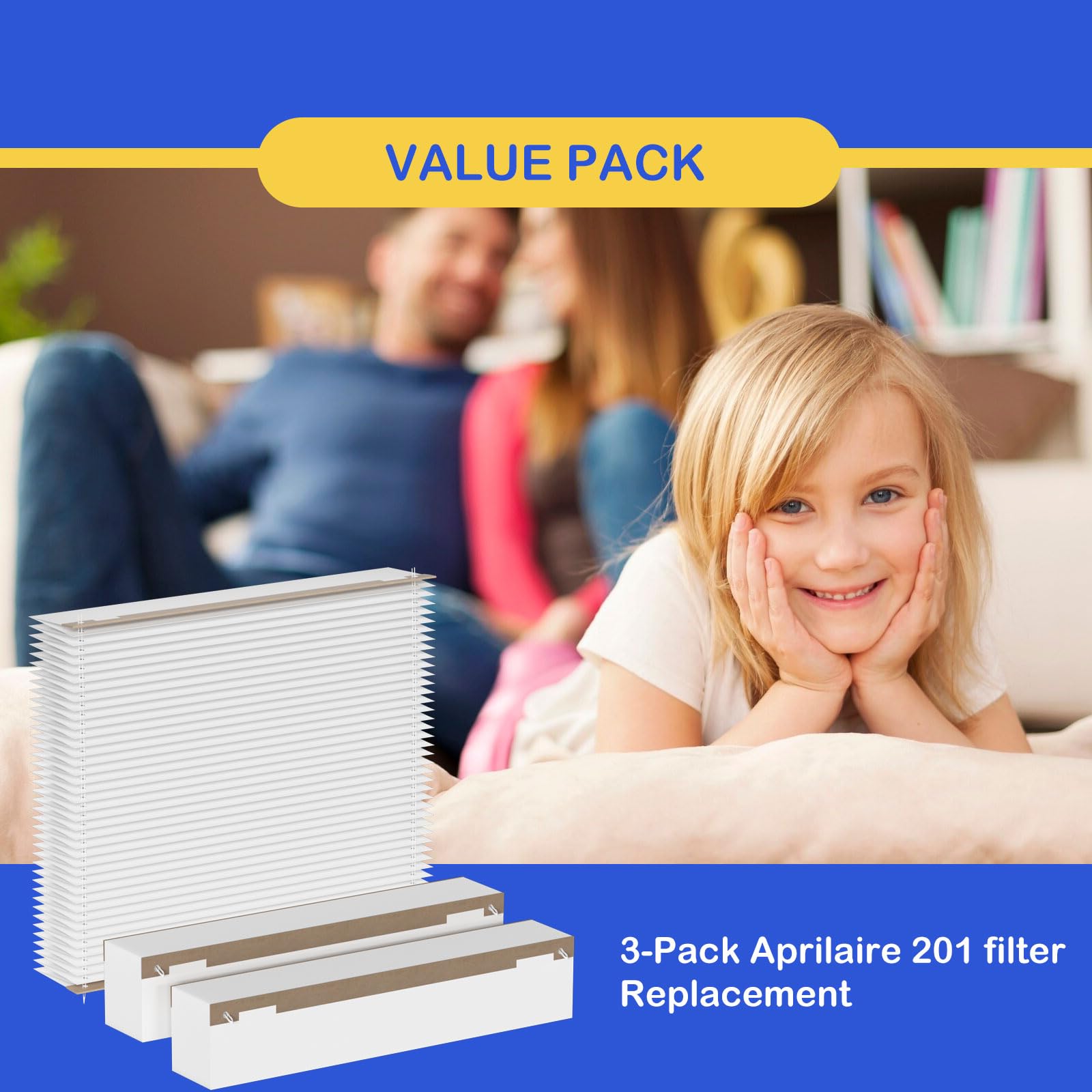 Roninby 201 Air Filter Replacement - Compatible with Aprilaire 2200 2250, Space Gard 2200 & Lennox PMAC-20C X0445 | MERV-10 HVAC Filter (3 Pack) | Perfect for Home Air Purification & Allergies Relief
