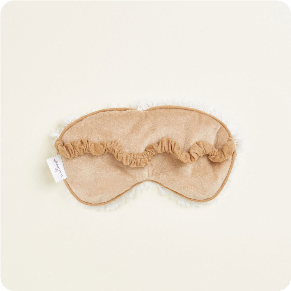 Warmies Marshmallow Brown Heated Eye Mask for Stress Relief & Sleep Aid - Perfect for Travel, Relaxation & Spa Days