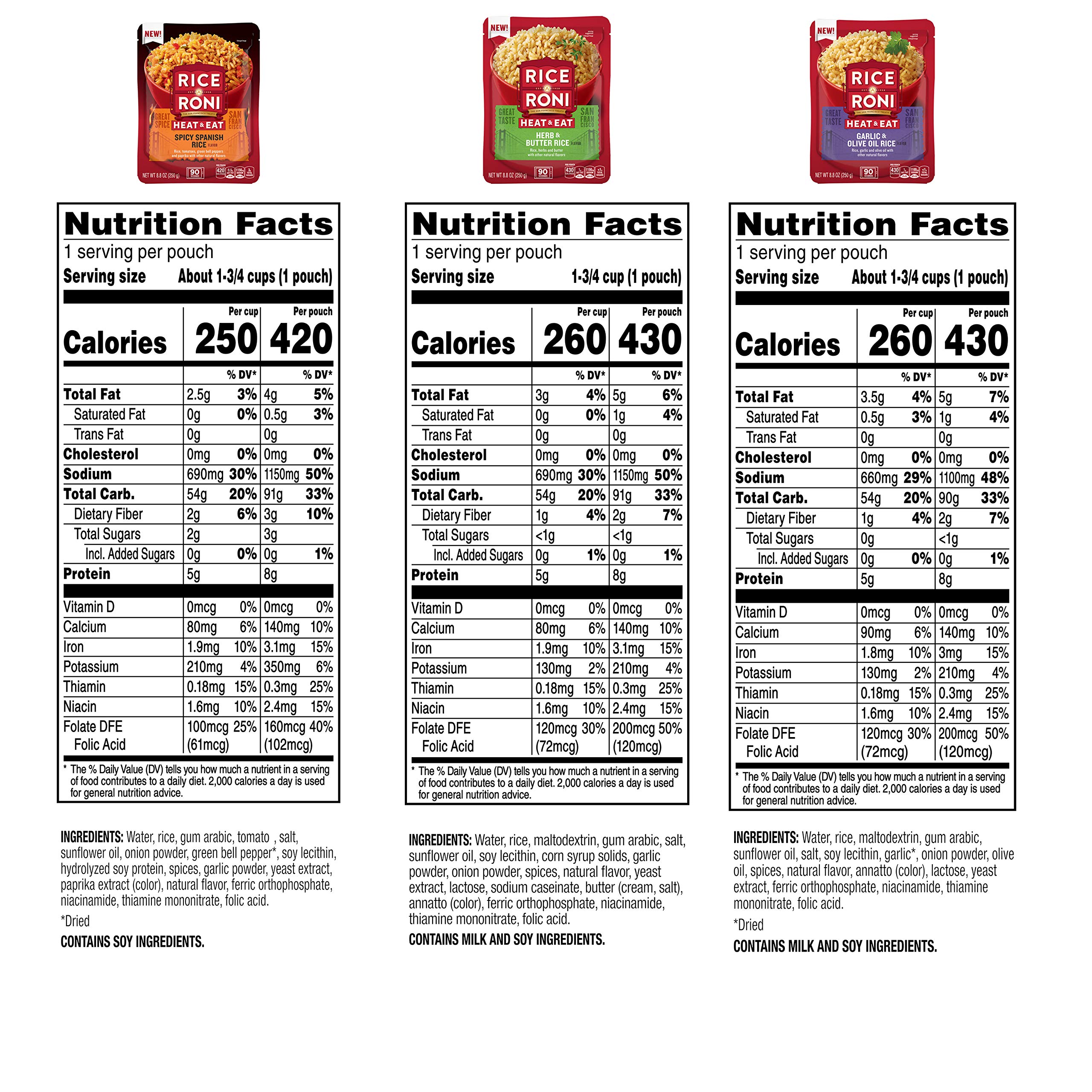 Rice-A-Roni Heat & Eat Microwaveable Rice - 3 Flavor Variety Pack (6 Pack) | Quick Cook Instant Rice for Easy Meals, Lunches & On-the-Go Snacks