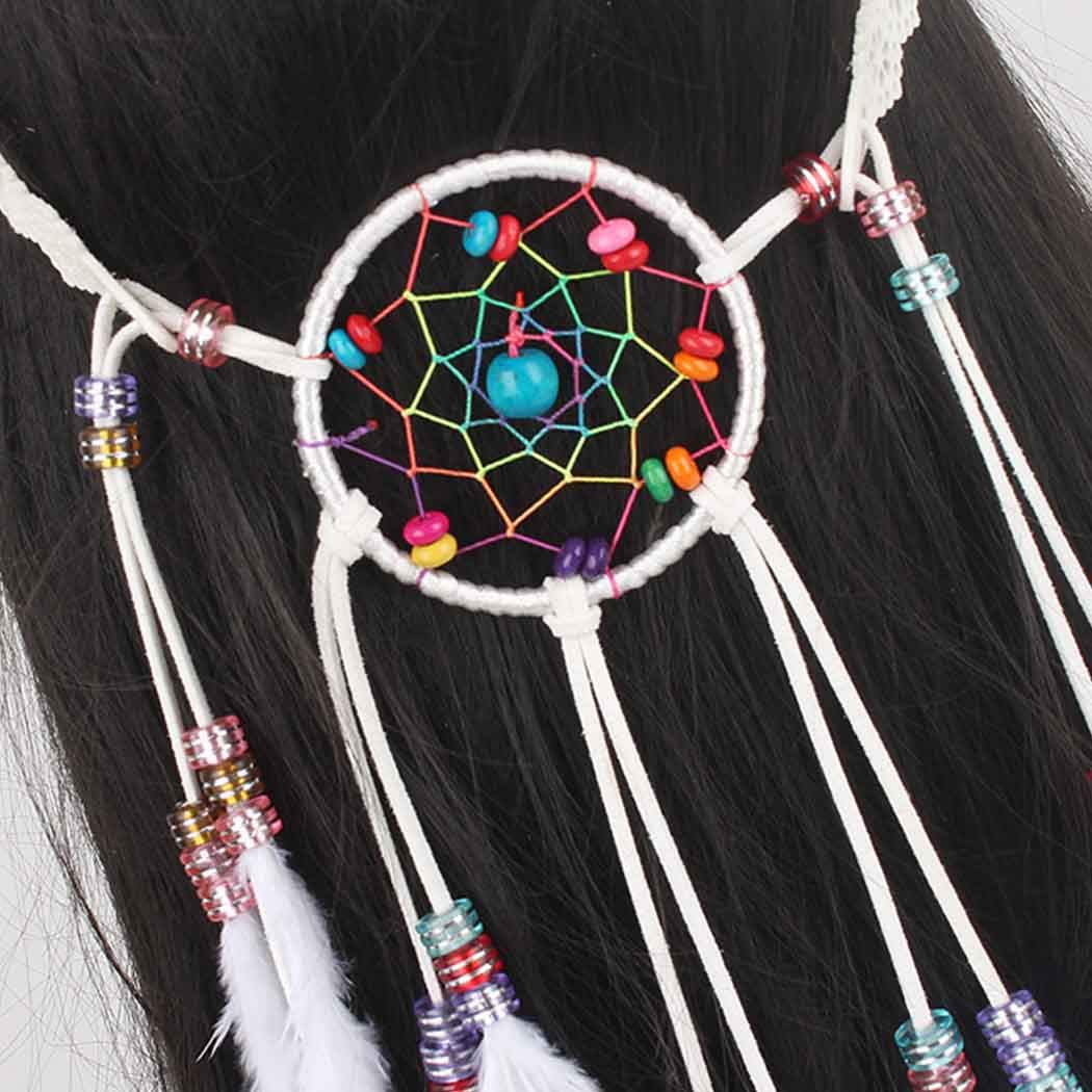 Boho Feather Headbands for Women - Adjustable Long Feather Headdress for Halloween, Wedding & Festival - Gypsy Indian Hair Accessories for Women & Girls - Perfect for Costume Parties, Music Festivals & Boho Chic Outfits