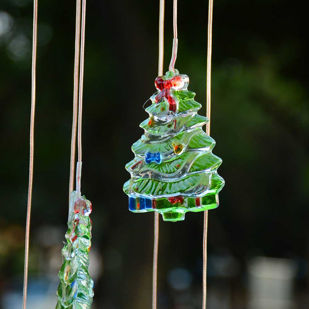 Solar LED Christmas Tree Wind Chime Outdoor Decor - Waterproof Hanging Garden Lights for Patio, Yard & Holiday Decoration