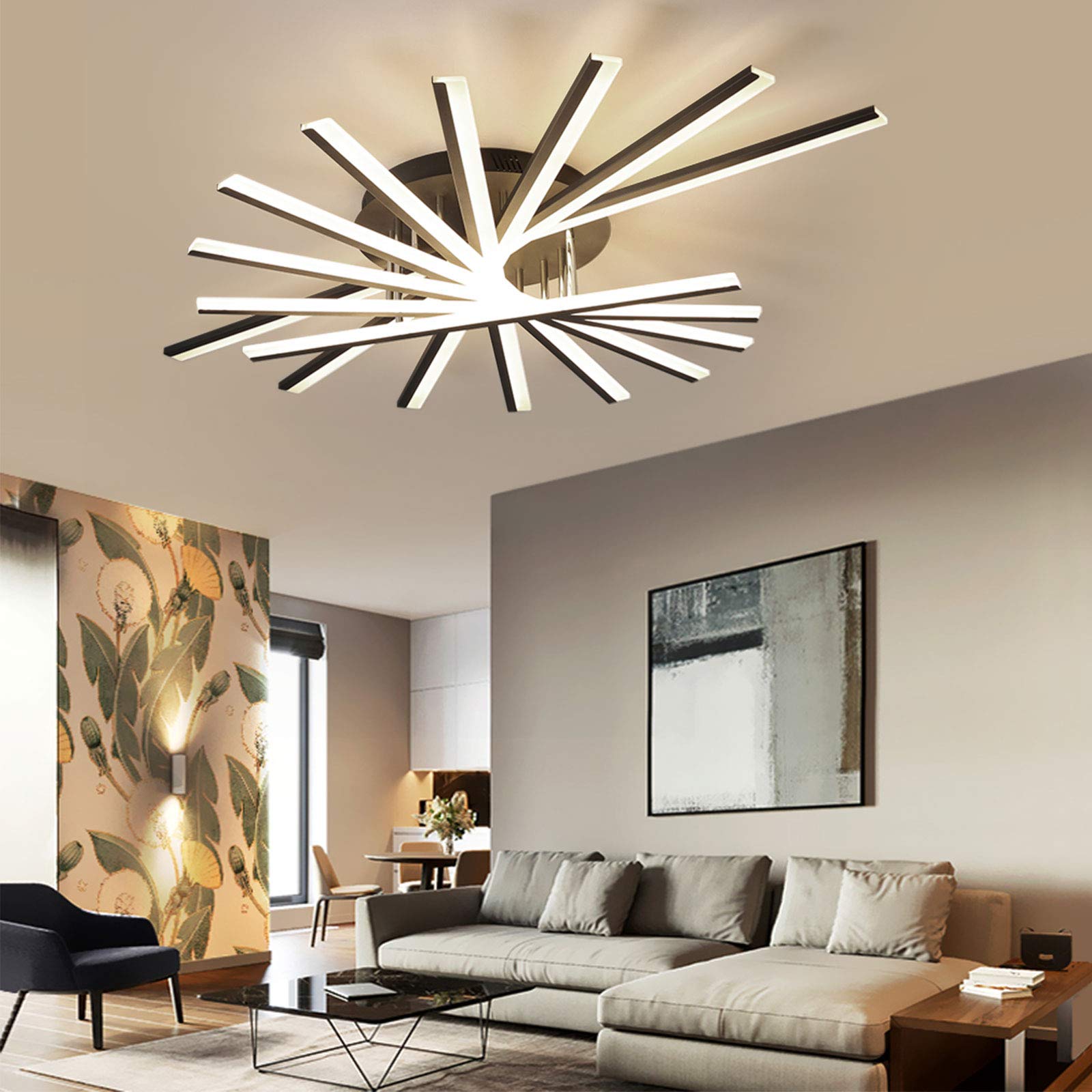 OUKANING 9-Light Dimmable LED Ceiling Fixture, Modern Acrylic Flush Mount Lighting for Living Room, Bedroom & Dining Room - Energy Efficient Home Decor Lighting Solution