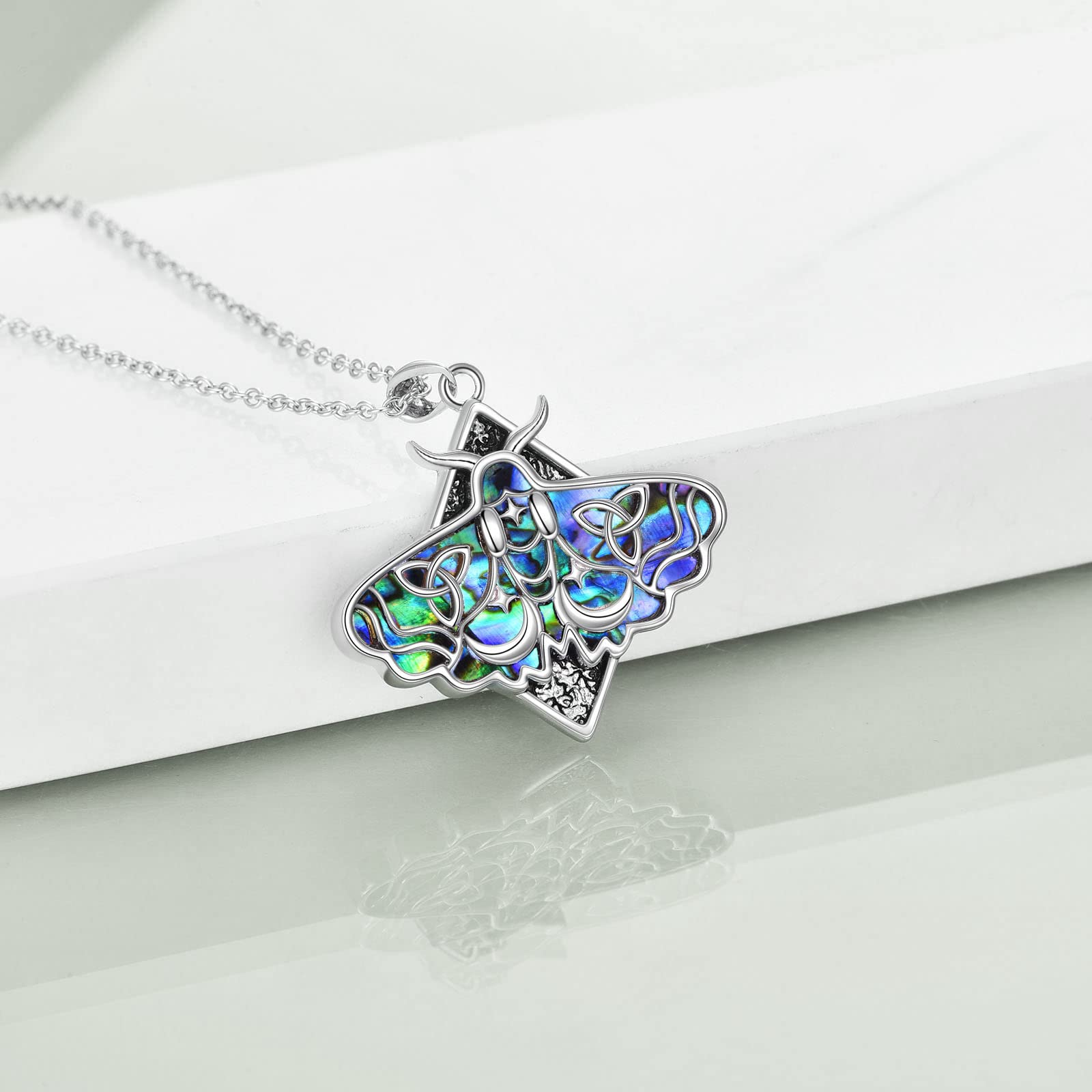 TIGER RIDER Gothic Moth Jewelry Set for Women - Sterling Silver Luna Moth Necklace & Earrings with Celtic Moon Charm - Perfect for Goth Fashion, Witchy Aesthetic & Unique Gifts for Women & Teen Girls