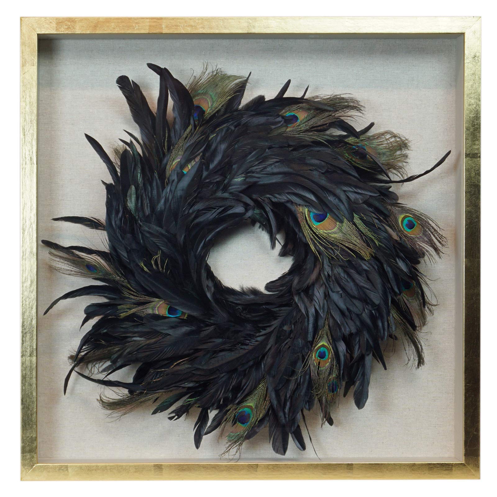 Handmade Feather Wreath Shadow Box - Elegant Wall Decor for Home, Wedding & Nursery | Rustic Boho Chic Room Decoration