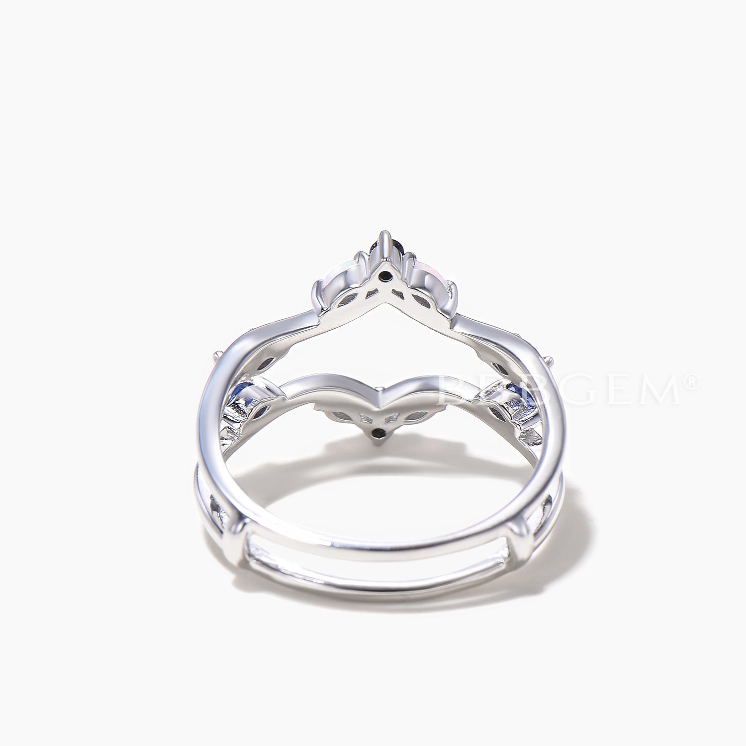 Marquise Cut Opal Sapphire Wedding Ring - Round Sandstone Enhancer Band for Women | Elegant Bridal Jewelry, Engagement & Anniversary Gift