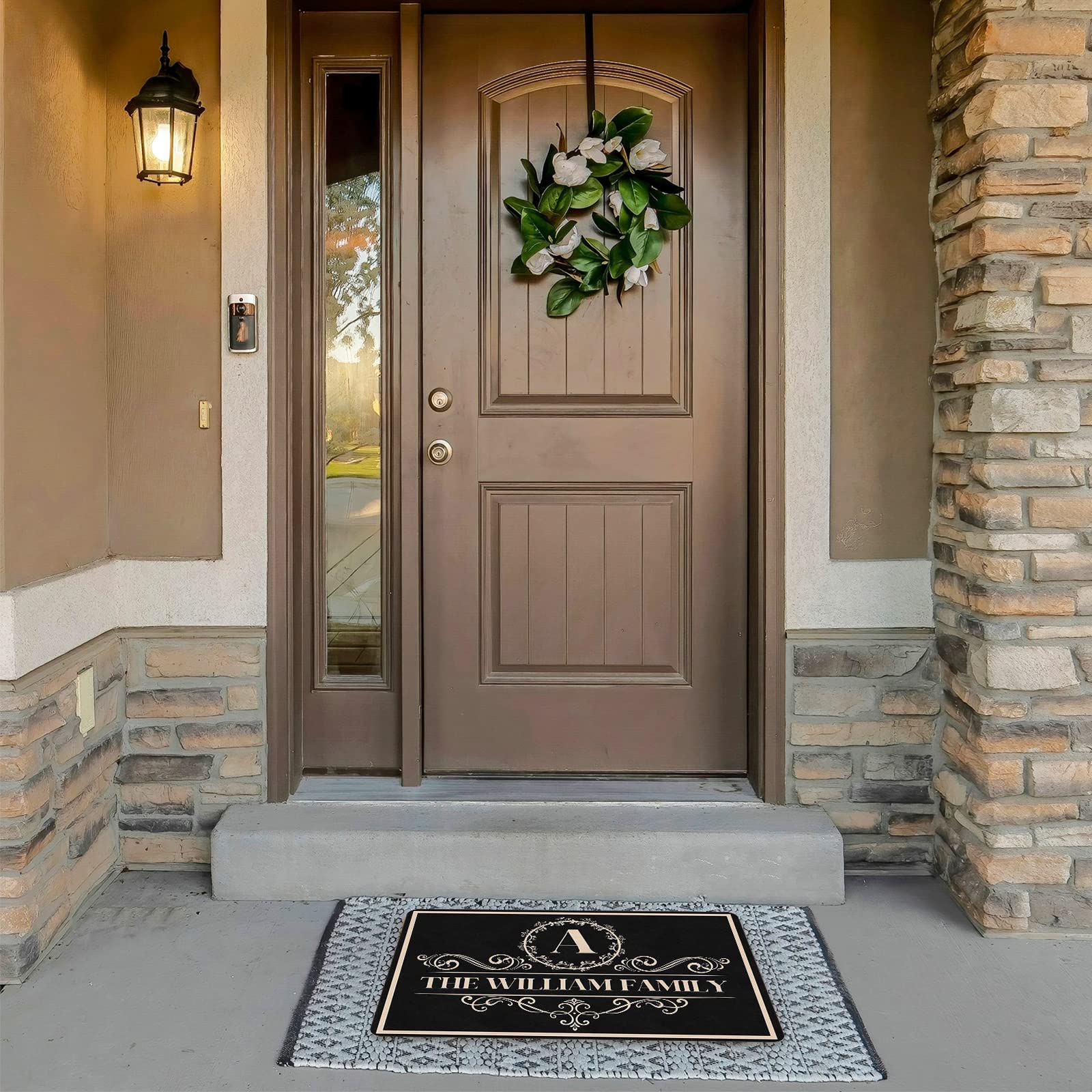 Custom Monogrammed Welcome Doormat - Personalized Non-Slip Entrance Rug with Name - 24x16 Inch Housewarming Gift for Friends - Perfect for Front Door Decor, Outdoor Entryway & Home Welcome Mat