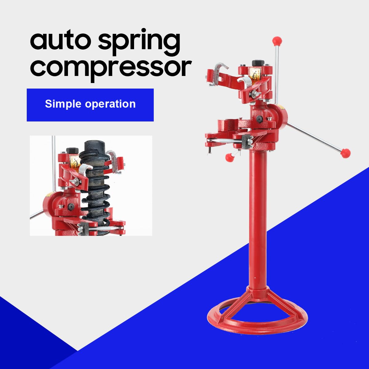 Auto Spring Compressor Tool - Heavy Duty 20 Inch Max Height Strut Coil Spring Press for Car Suspension Repair | Hand Operated Shock Spring Compressor Kit | Perfect for DIY Mechanics & Professional Auto Shops