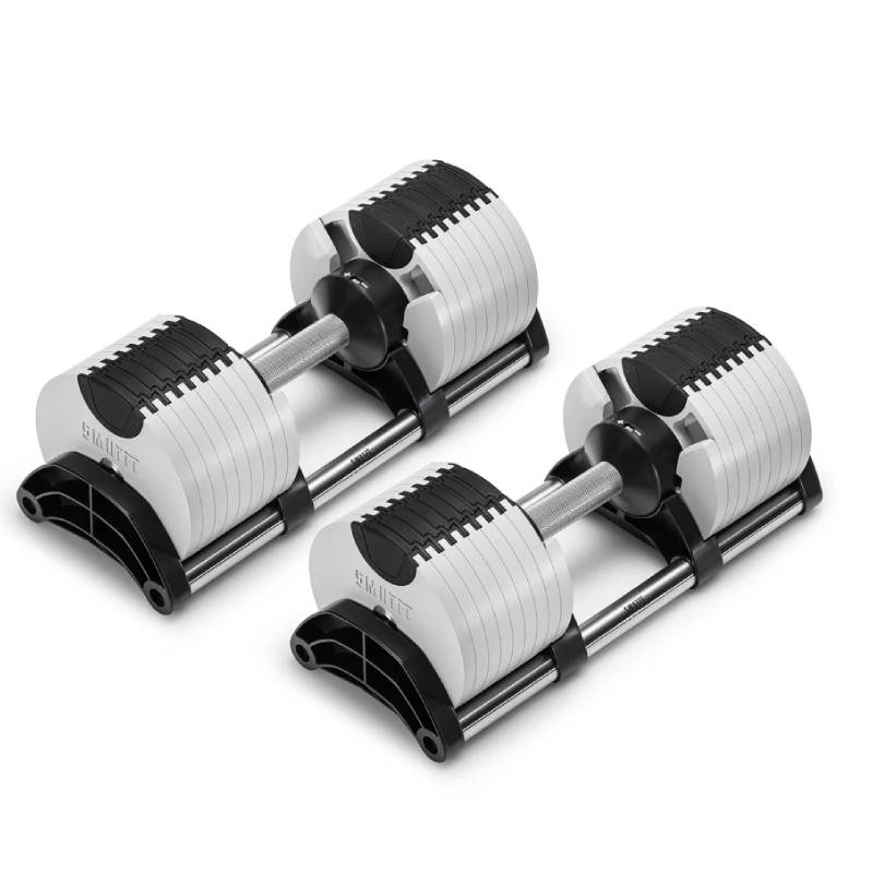 SMRTFT Nüobells 5-80lb Adjustable Dumbbell Pair - Ash Gray - Home Gym Equipment for Strength Training & Weight Lifting