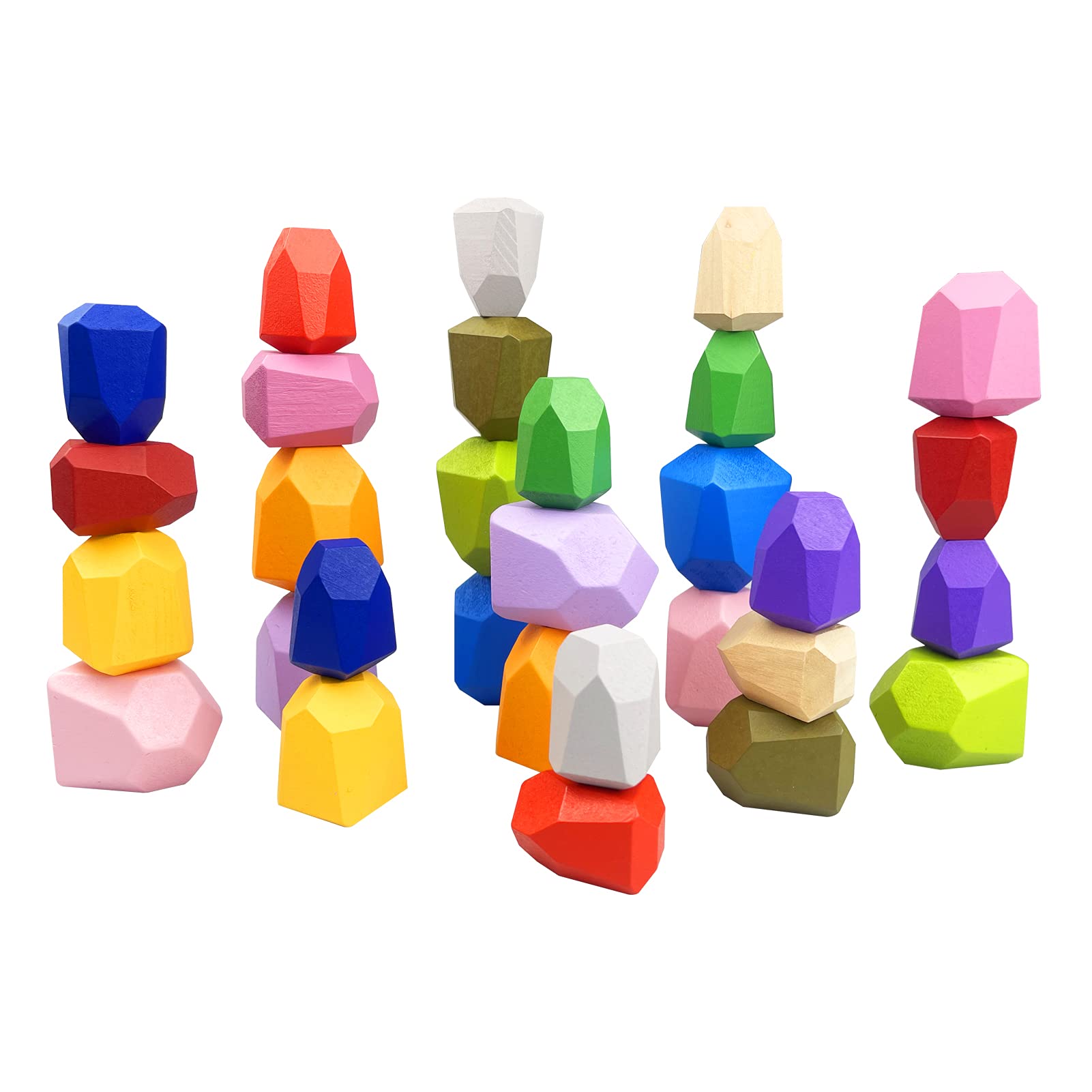 30pcs Wooden Stacking Blocks for Toddlers 3-5 Years - Montessori Educational Toys, Natural Wood Building Blocks for Kids - Perfect for Early Learning, Fine Motor Skills & Creative Play at Home or Preschool