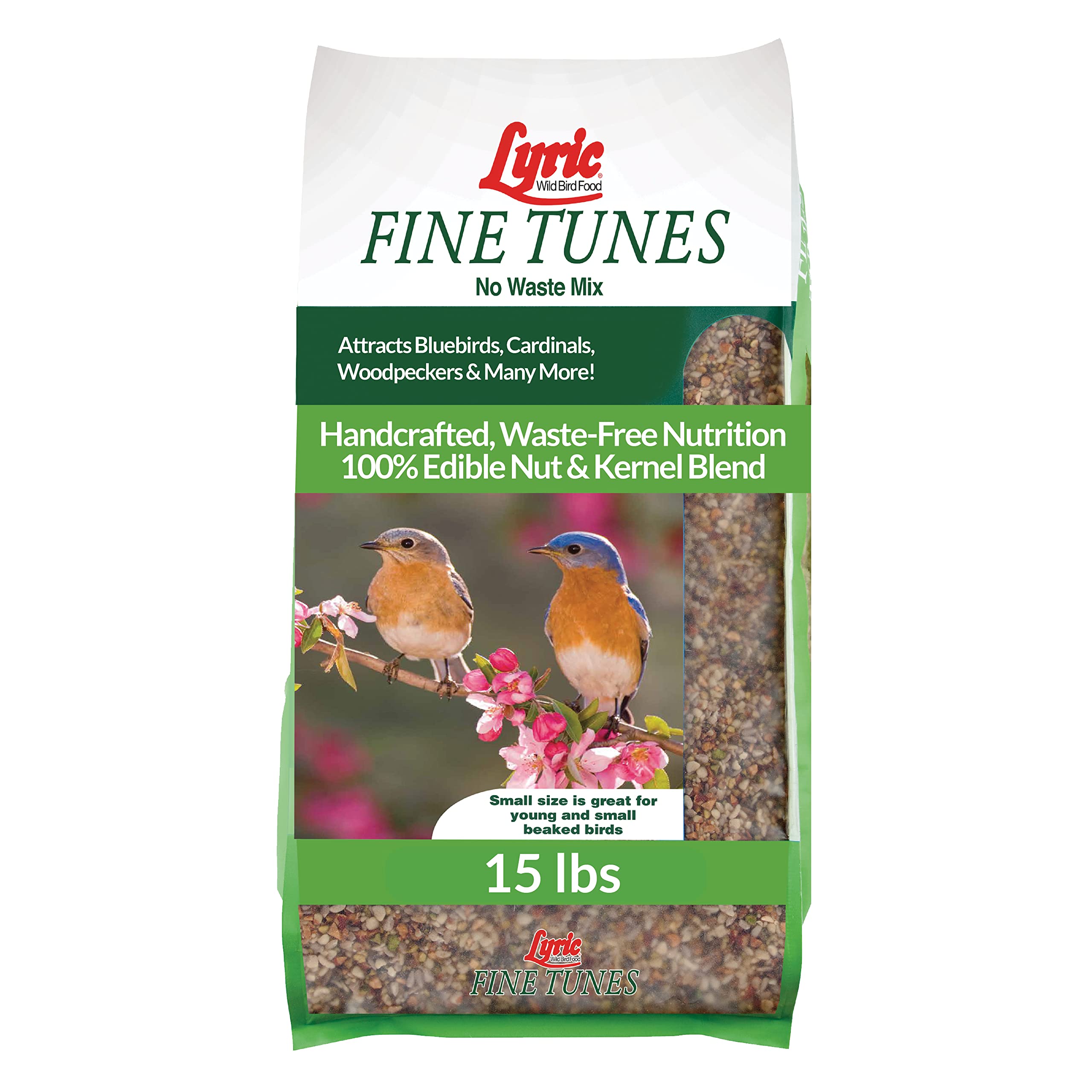 Lyric Fine Tunes No Waste Wild Bird Seed Mix - Premium 15lb Bag for Bluebirds, Finches, Chickadees & More - Attracts Colorful Songbirds to Your Backyard - Perfect for Bird Feeders, Gardens & Wildlife Watching