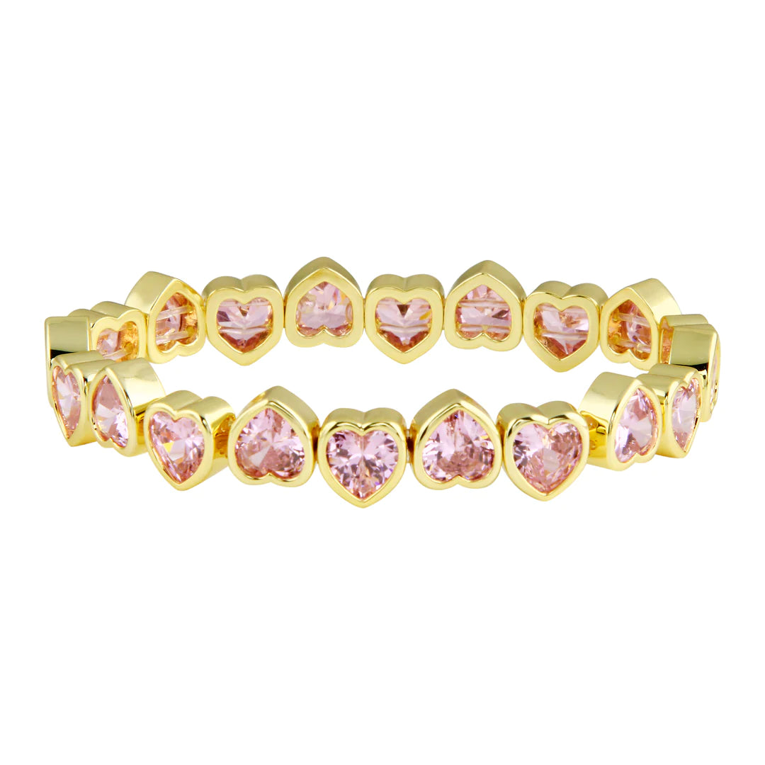 Stretch CZ Heart Bracelets for Women - Sparkling Cubic Zirconia Adjustable Charm Bracelet - Perfect for Valentine's Day, Anniversary & Romantic Gifts