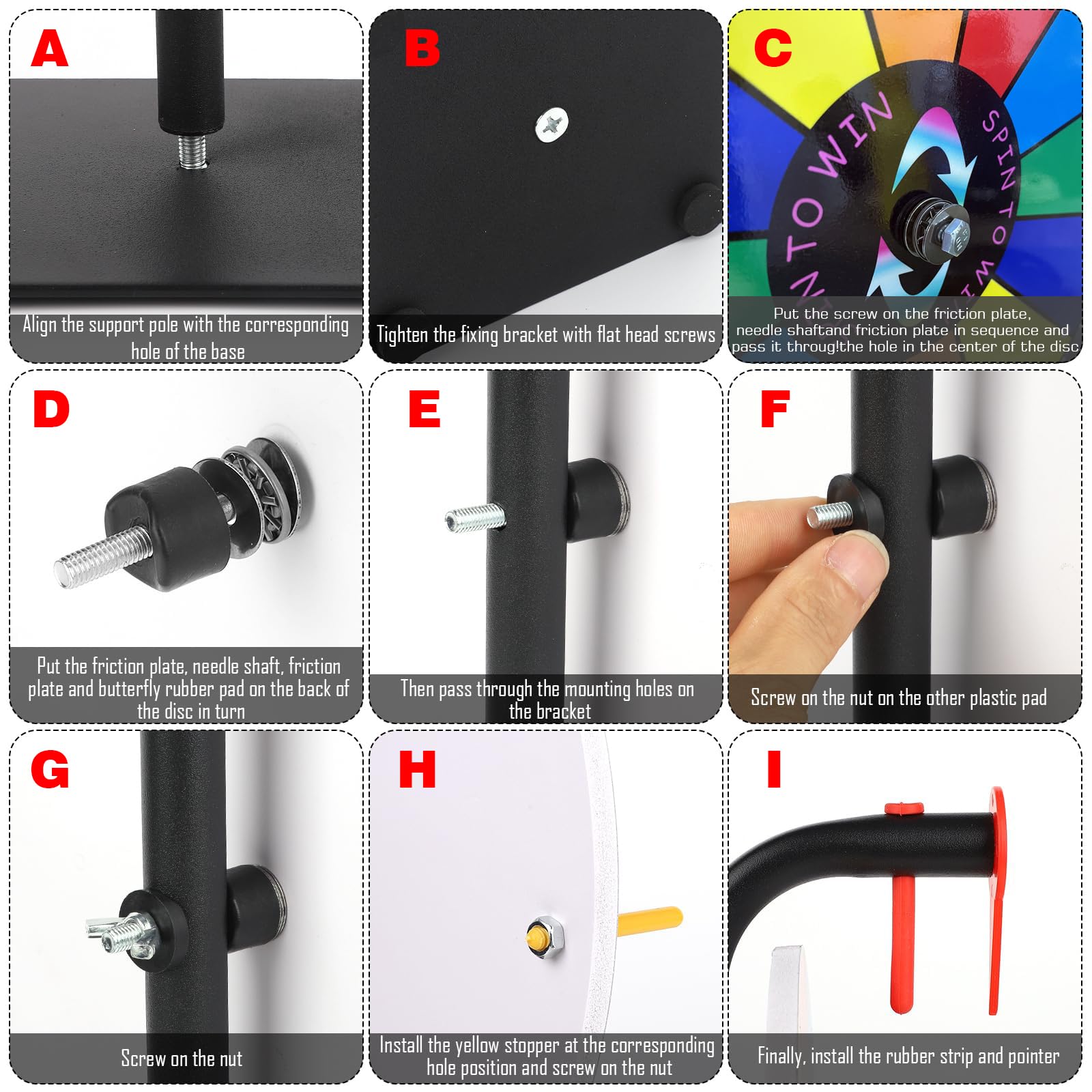 12 Slots Prize Wheel Spinner - 12 Inch Heavy Duty Base with Stand for Fortune Games, Carnivals, Home Parties & Trade Shows | Perfect for Raffles, Contests & Interactive Events