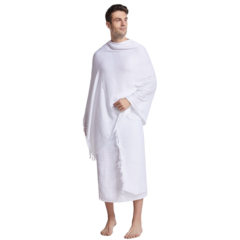 2 Pieces Men's Hajj Umrah Ihram Clothing Set - White Cotton Pilgrimage Garment for Islamic Rituals | Perfect for Hajj, Umrah & Religious Ceremonies