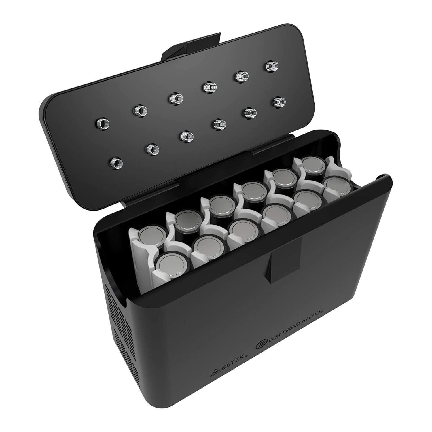 East Brooklyn Labs RadCad AA Rechargeable Battery Charger with Storage Caddy - Fast Charging for AA NiMH Batteries - Perfect for Cameras, Gaming Controllers & Smart Home Devices