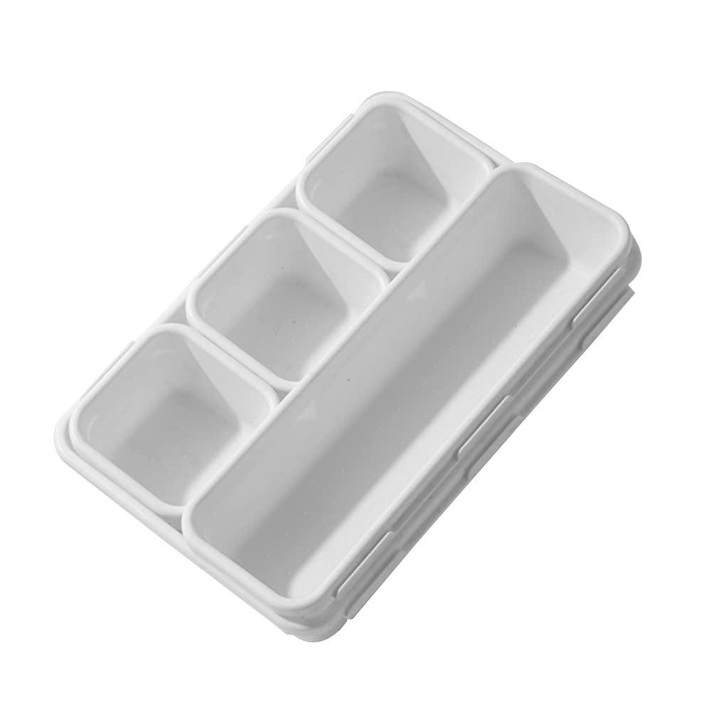 8 Pack White Drawer Organizer Trays - DIY Interlocking Storage Bins for Office, Kitchen, Bathroom & Home - Perfect for Organizing Stationery, Makeup, Utensils & Small Items
