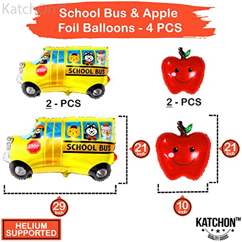 KatchOn Back to School Balloons Set - Pack of 5 | Classroom Decorations for First Day of School | School Bus & Apple Balloons | Perfect for School Parties, Teacher Welcome Decor & Classroom Door Displays