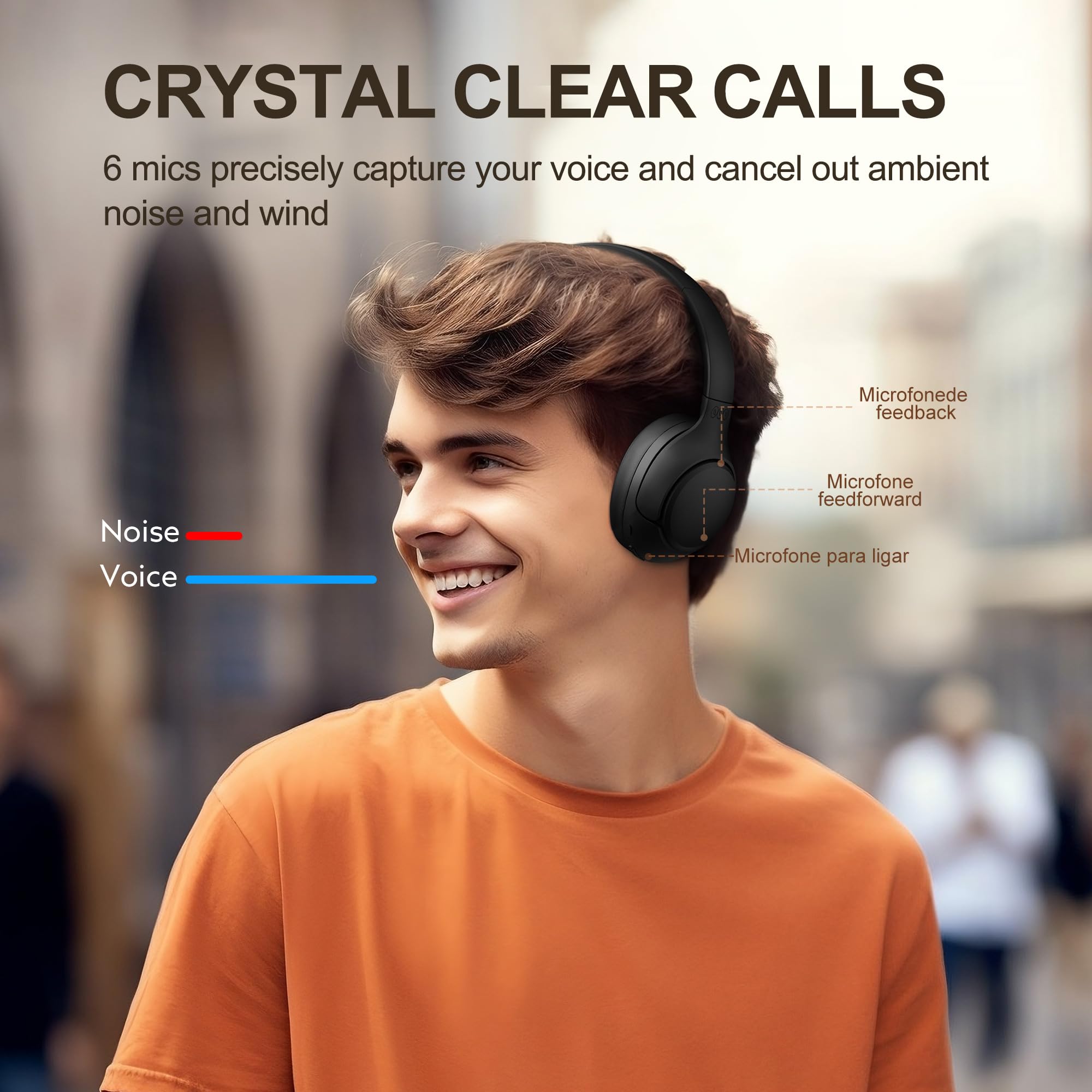 QCY H3 ANC Wireless Headphones & T13 ANC Bluetooth Earbuds - Noise Cancelling Headset with 40H Playtime for Travel, Workout, Commuting (Black)
