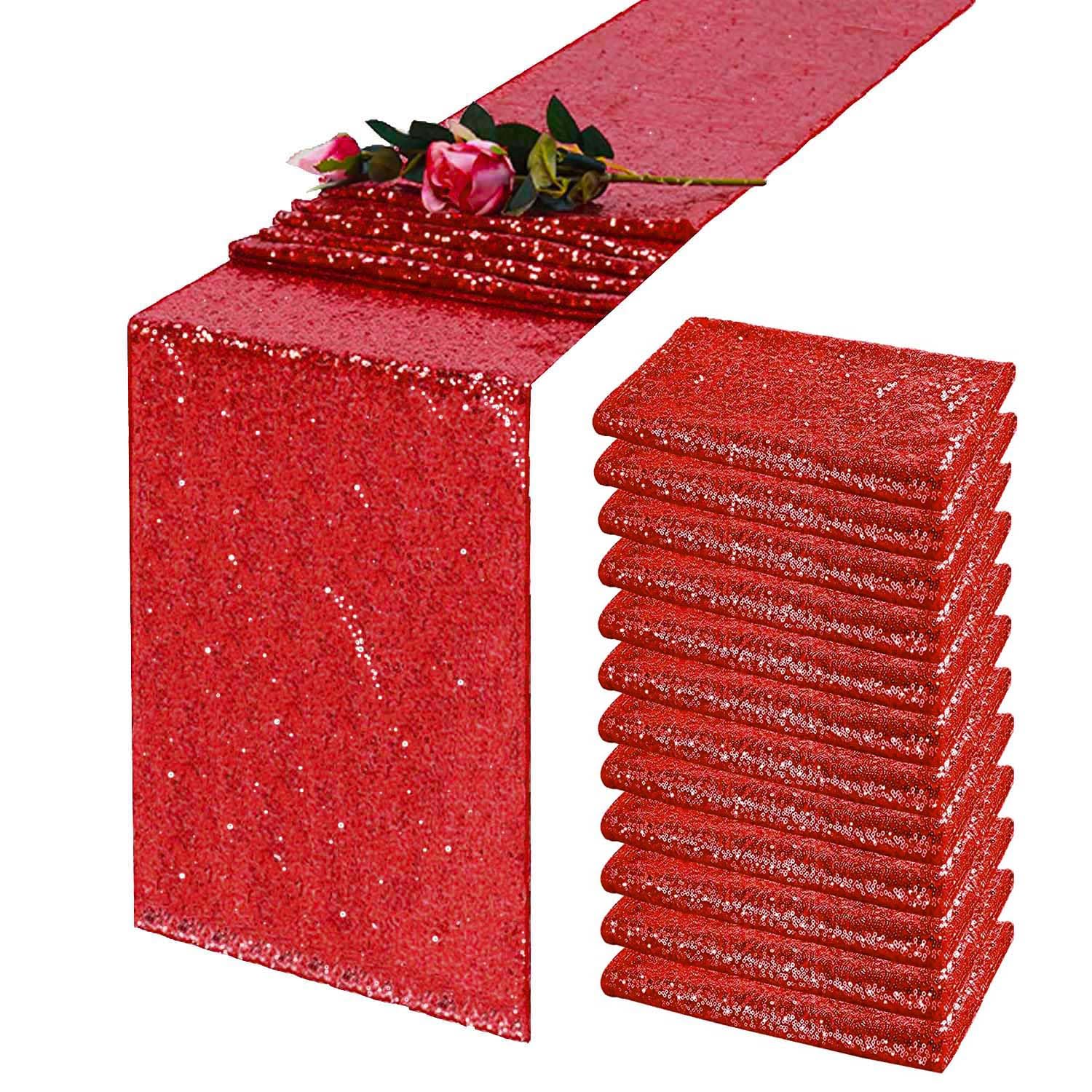 12 Pack Red Sequin Table Runner 12