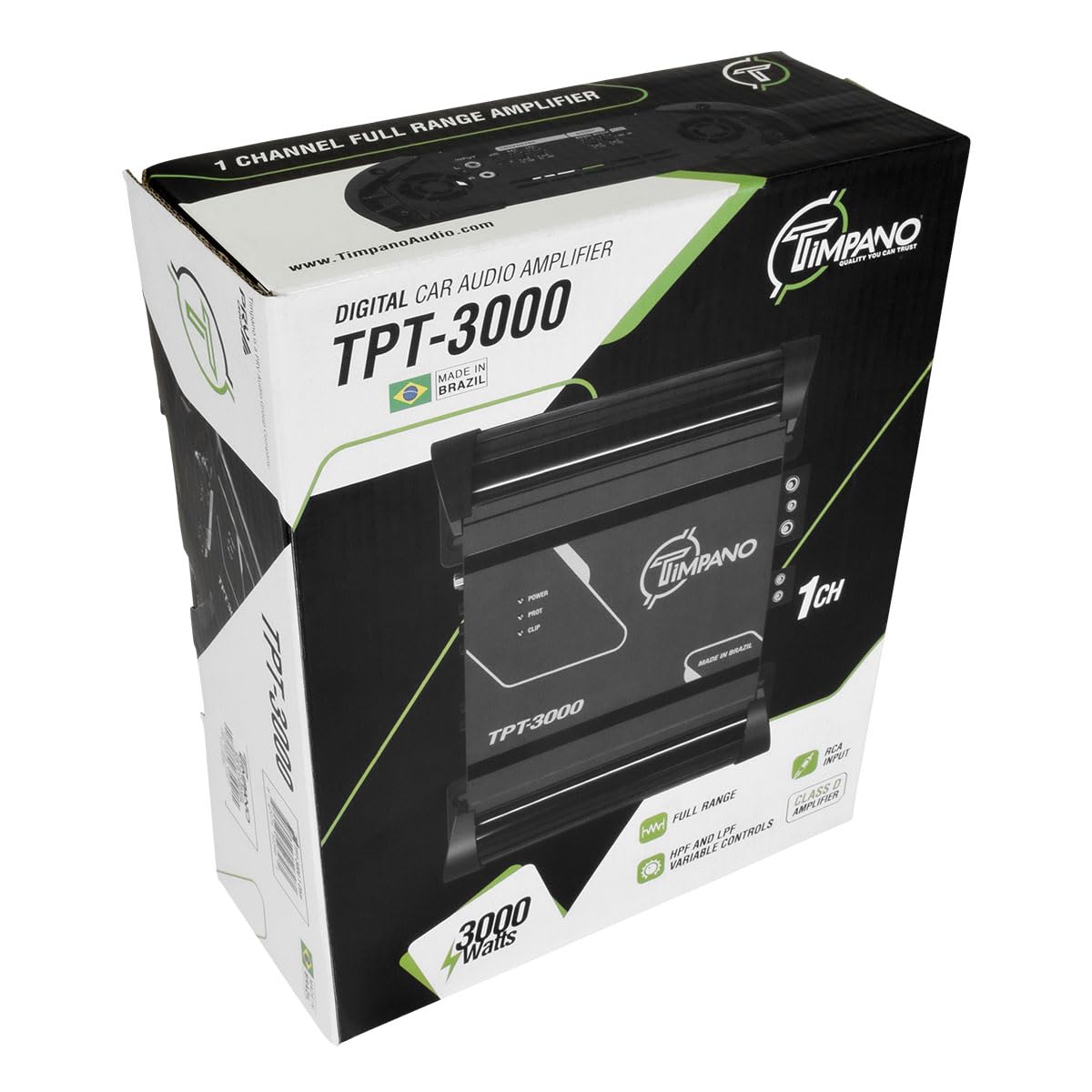 Timpano TPT-3000 3000W 2 Ohm Compact Mono Class D Amplifier for Car Audio Systems - Powering Speakers, Subwoofers & Tweeters - Perfect for Car Audio Upgrades, Bass Boost & Clear Sound Enhancement