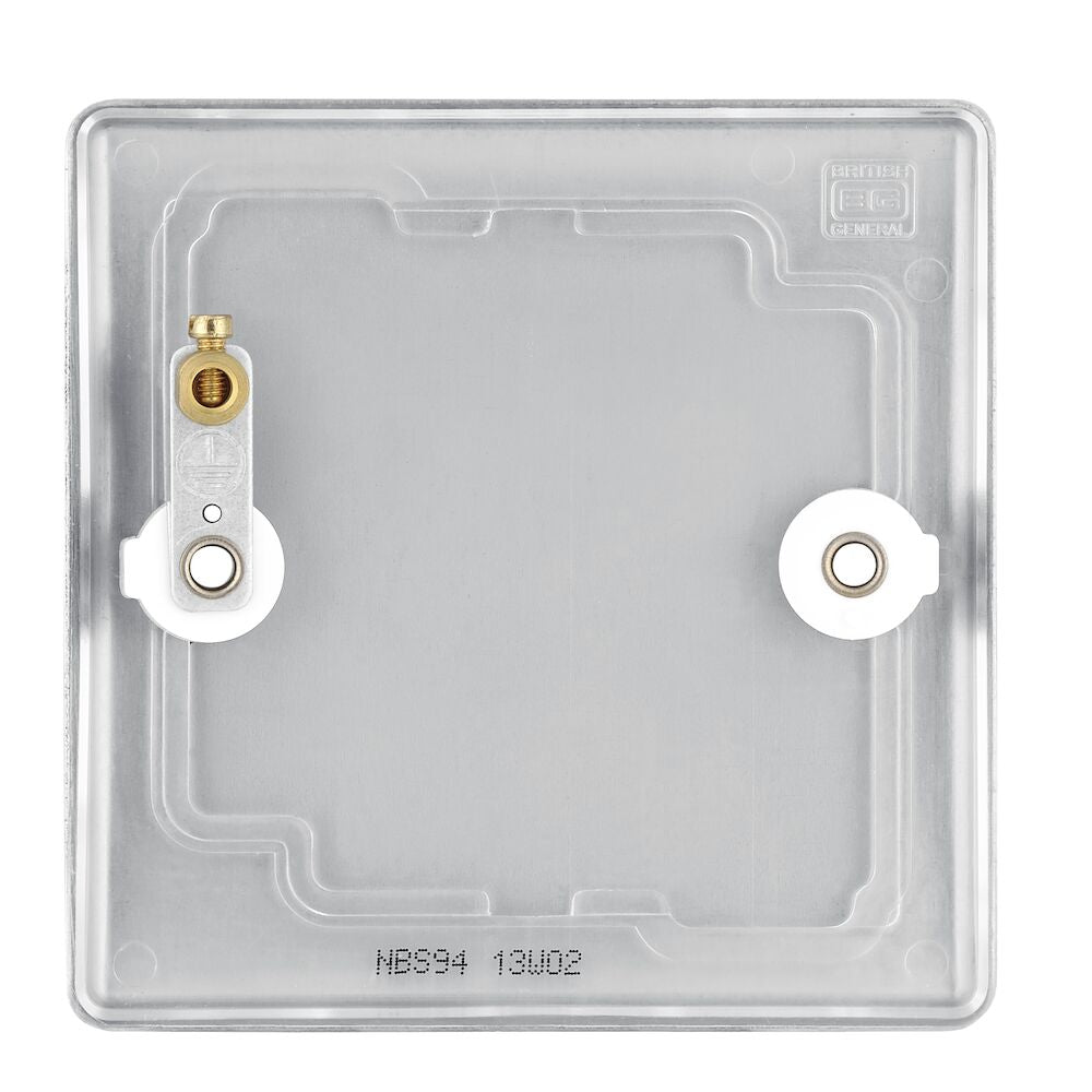 BG Nexus Metal Brushed Steel Single Blank Plate NBS94 - Premium Electrical Cover for Home & Office Wiring - Perfect for Wall Outlets, Switches, and DIY Electrical Projects