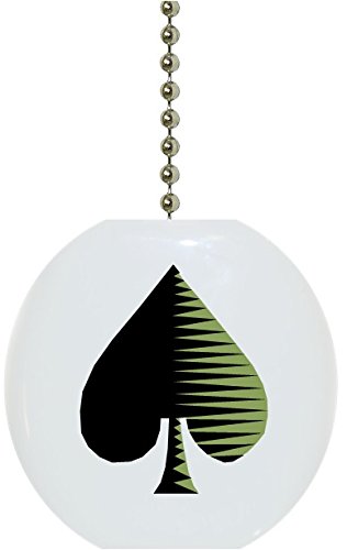 Premium Solid Ceramic Spade Poker Casino Card Fan Pull - Elegant Ceiling Fan Chain Replacement for Home, Bar, and Game Room Decor