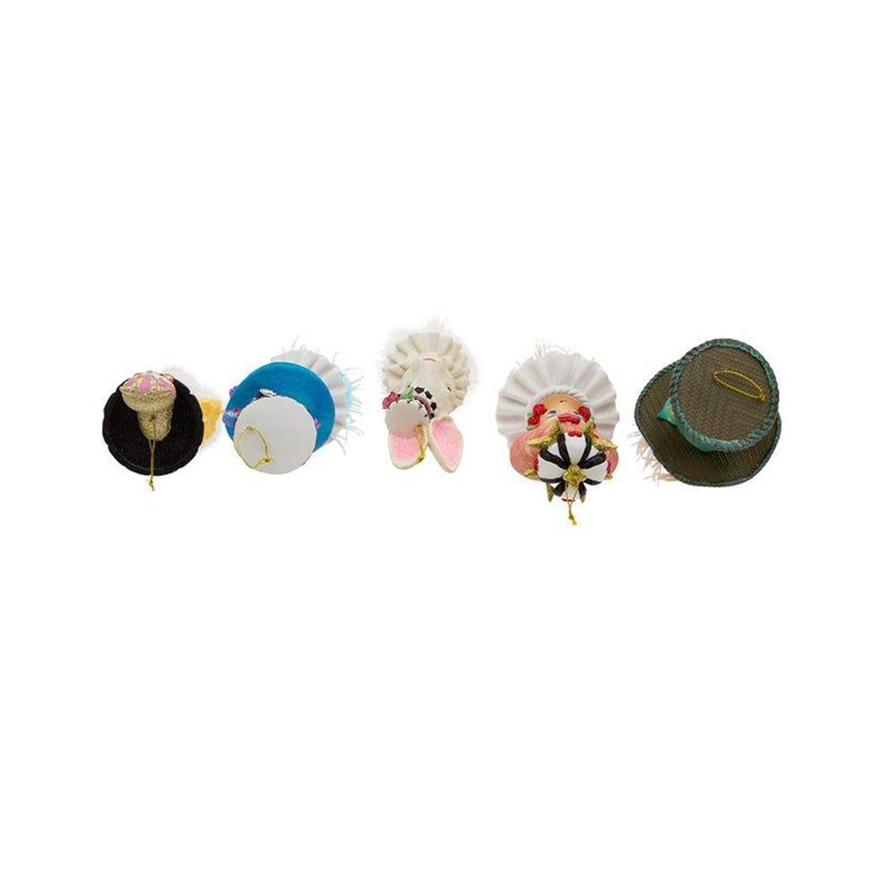 6-Piece Holly Hats™ Alice in Wonderland Themed Christmas Ornament Set - Whimsical Tea Party Decor for Tree, Gift, and Disney-Themed Holiday Decorations