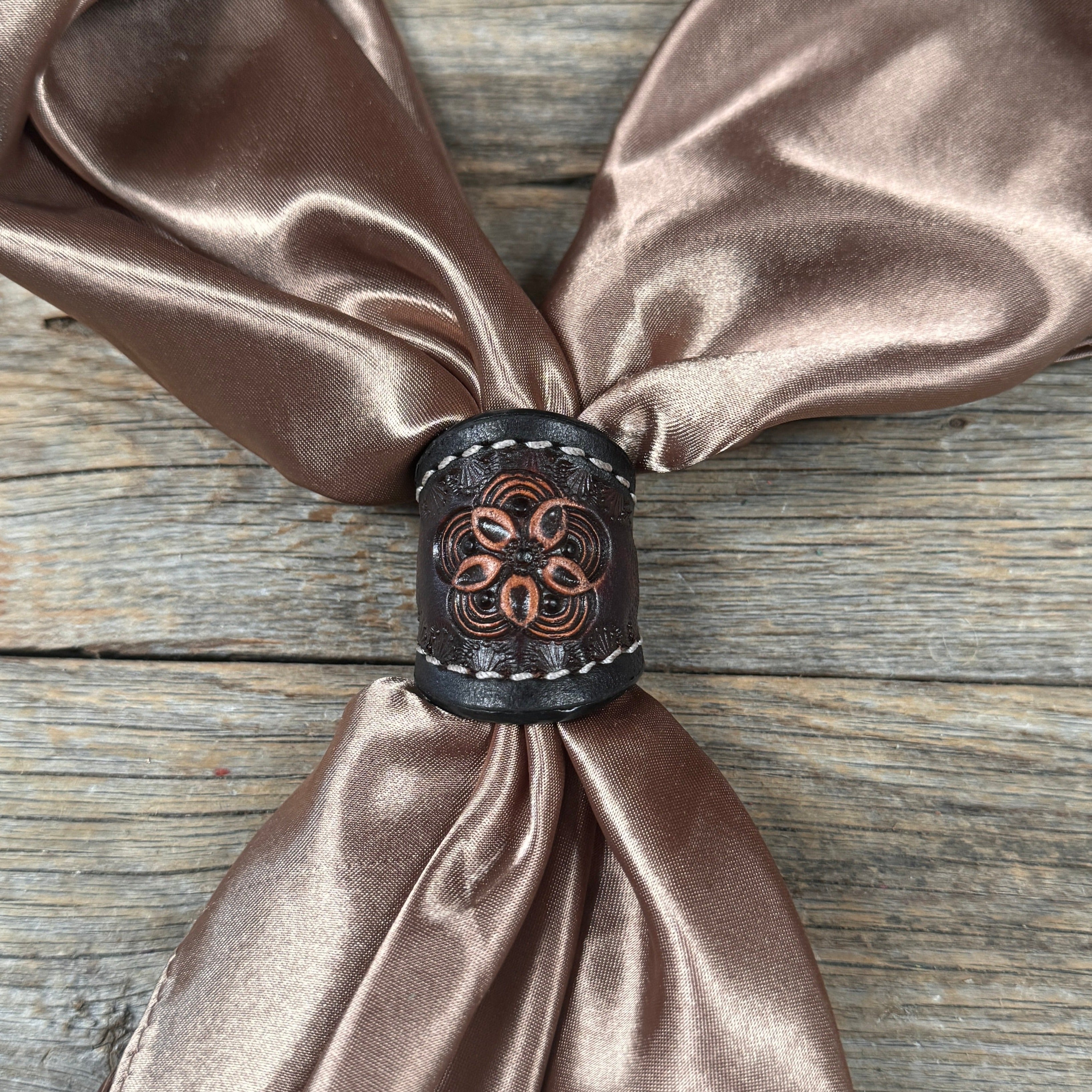 Flower Power Leather Wild Rag Slide #LS281 - Western Style Bandana Slide for Cowboy & Cowgirl Outfits - Perfect for Rodeo, Horse Riding & Country Fashion Accessories