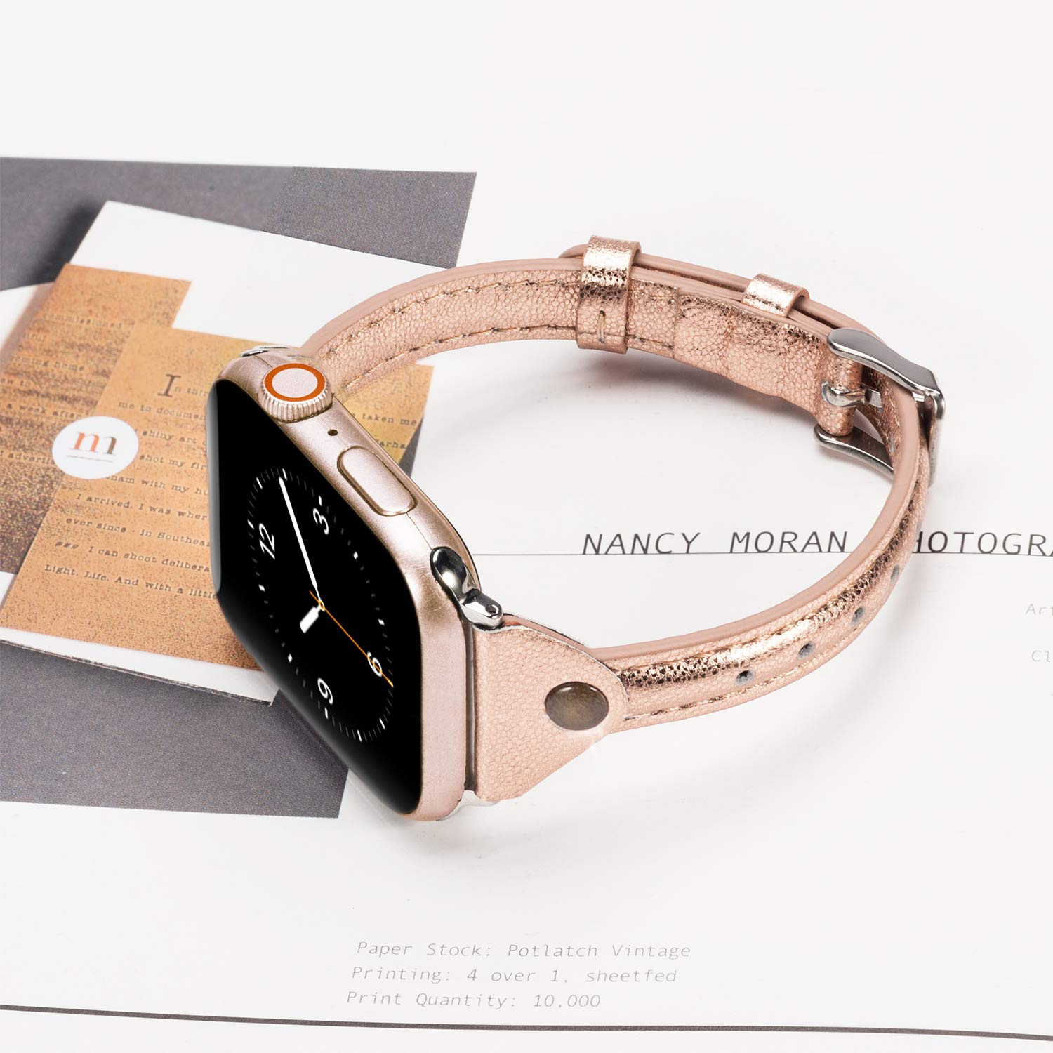 Premium Slim Rivet Leather Band for Apple Watch 38mm 40mm 41mm 42mm 44mm 45mm 46mm 49mm - Compatible with iWatch Series 10/9/8/Ultra/SE/7/6/5/4/3/2/1 - Elegant Dressy Strap for Women & Men - Perfect for Office, Business Meetings & Formal Occasions