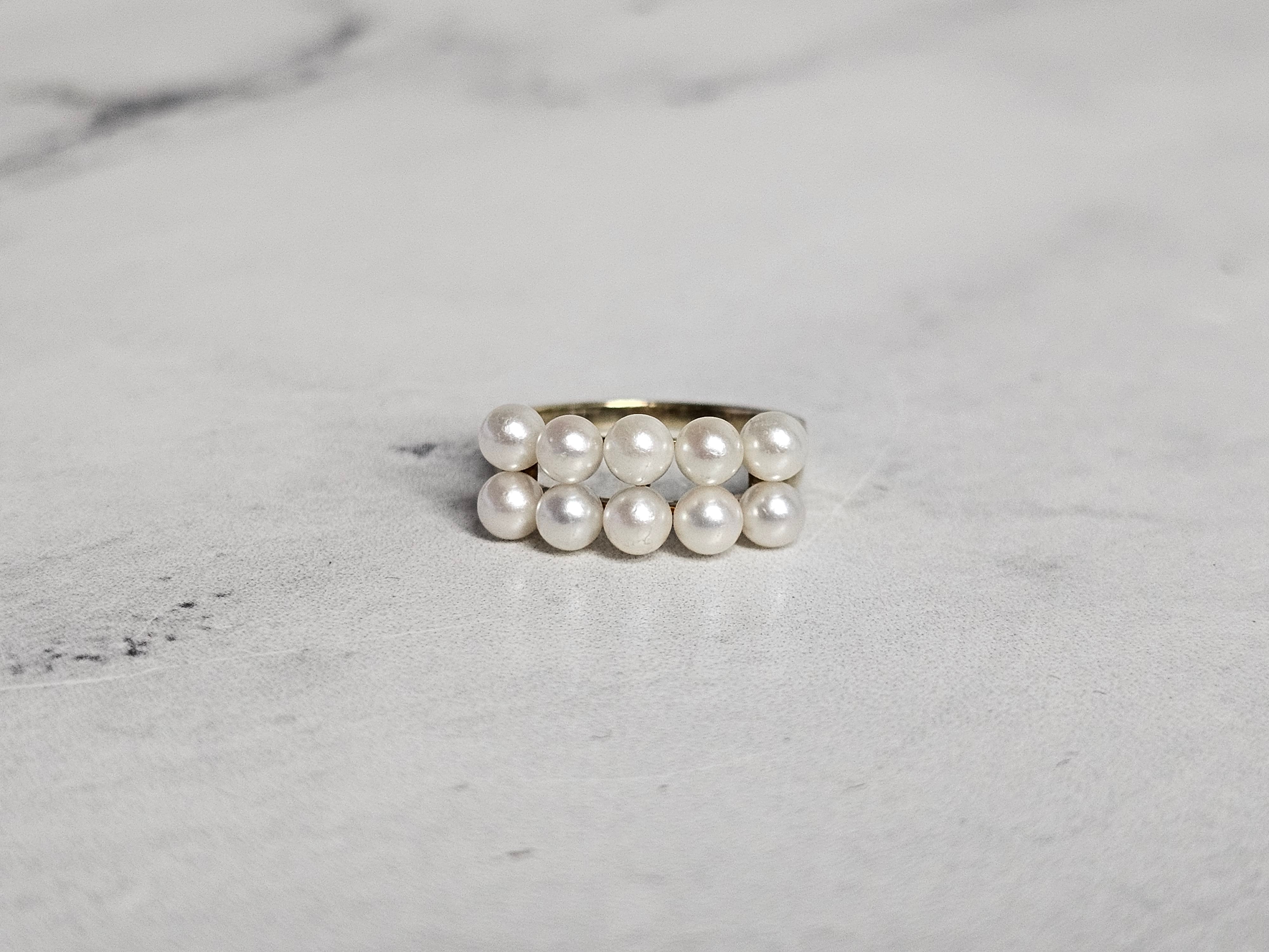 14K Yellow Gold Freshwater Pearl Cluster Ring for Women - Elegant Bridal, Wedding, Anniversary & Gift Jewelry - Perfect for Special Occasions & Everyday Wear