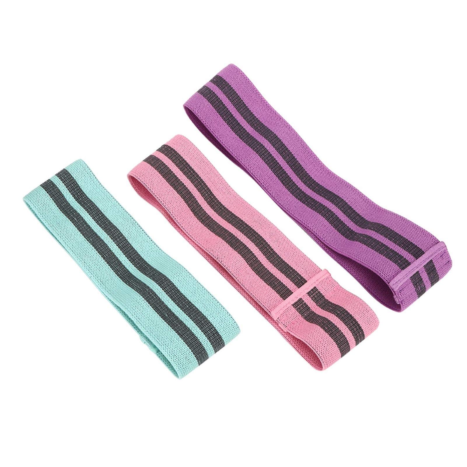 3Pcs Yoga Strap Resistance Band Set - Booty Bands for Belly, Hip & Squat Workouts - Elastic Fitness Bands for Women & Men - Perfect for Home Gym, Yoga, Pilates & Strength Training