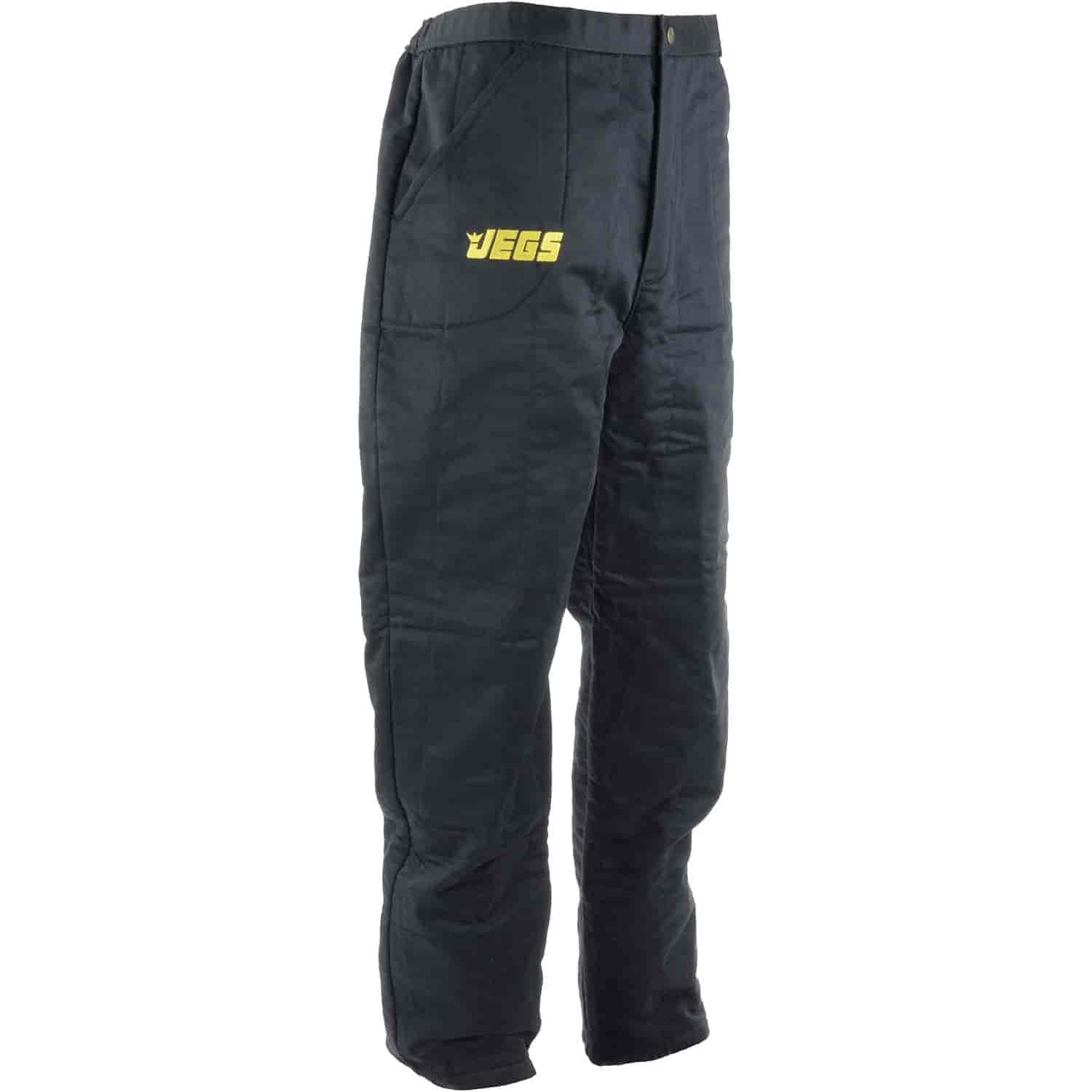 JEGS 6012 Men's Black Triple Layer Work Pants - Large Size | Durable & Comfortable for Construction, Outdoor Work & Motorcycle Riding