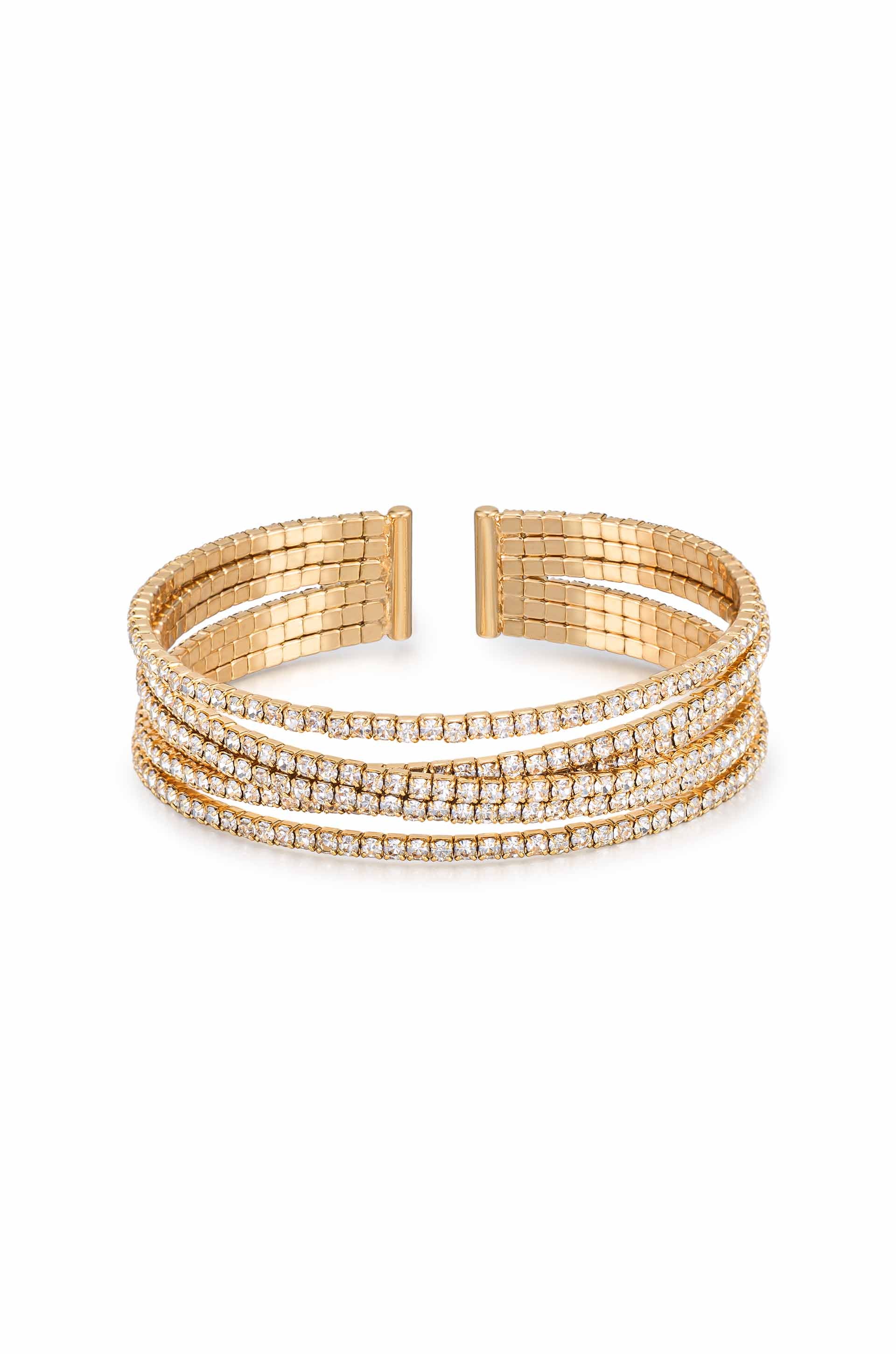 Elegant Crystal Strand Cuff Bracelet for Women - Sparkling Fashion Jewelry for Parties, Weddings & Special Occasions
