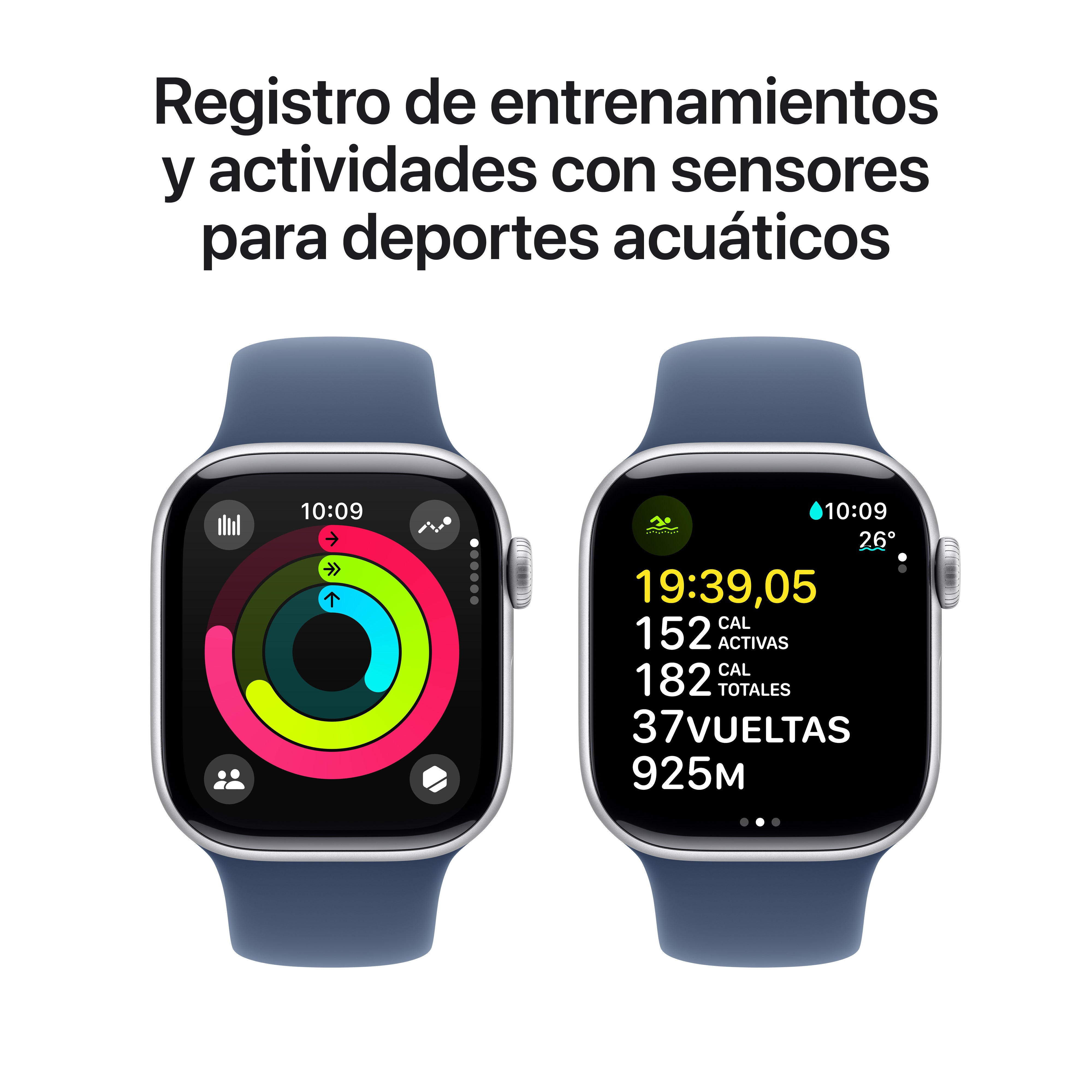 Apple Watch Series 10 GPS 42mm Silver Aluminum Case with Blue Denim Sport Band S/M - Perfect for Fitness Tracking & Everyday Wear