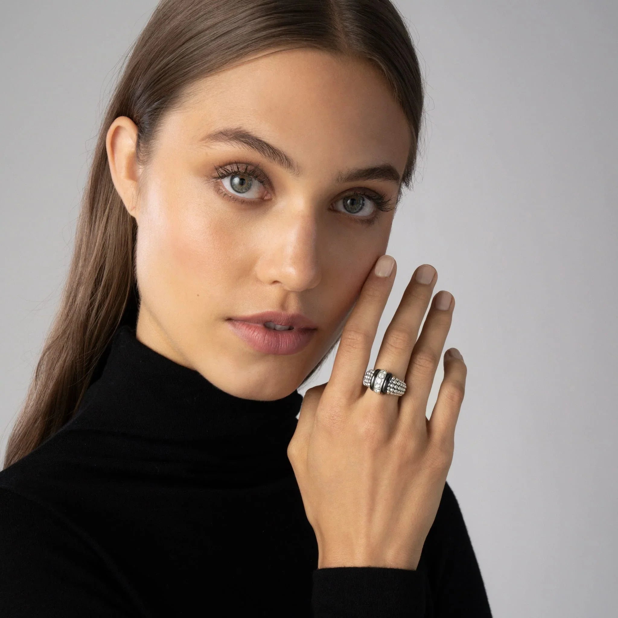 Exquisite Ceramic Caviar Diamond Ring for Women - Elegant & Durable Jewelry for Engagement, Wedding, Anniversary & Special Occasions