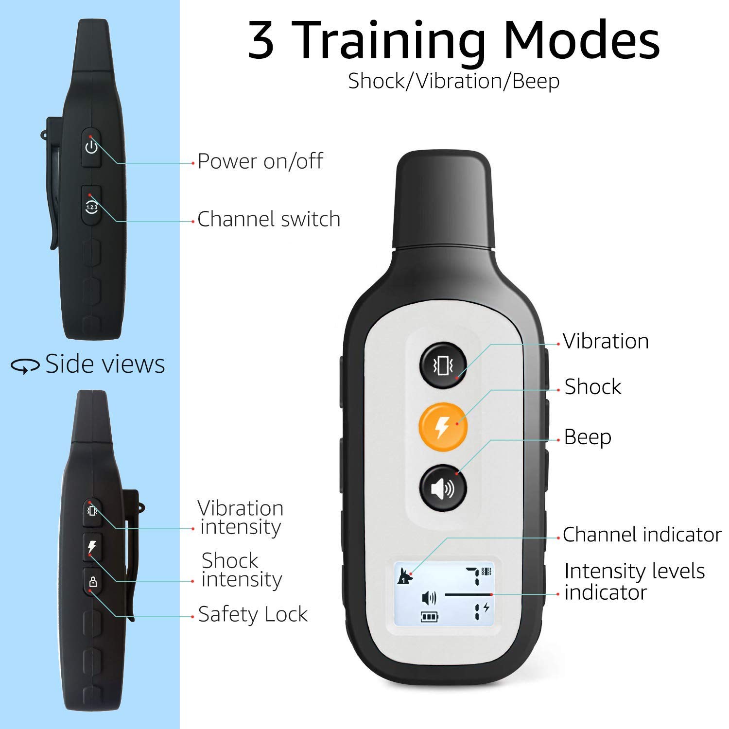 PetSpy XPro 3 Dog Training Shock Collar - 1000 Yard Remote Control for Small to Large Dogs | Vibration, Beep & Safe Shock Modes | Waterproof & Durable | Perfect for Obedience Training, Bark Control & Outdoor Adventures (3 Dog System)